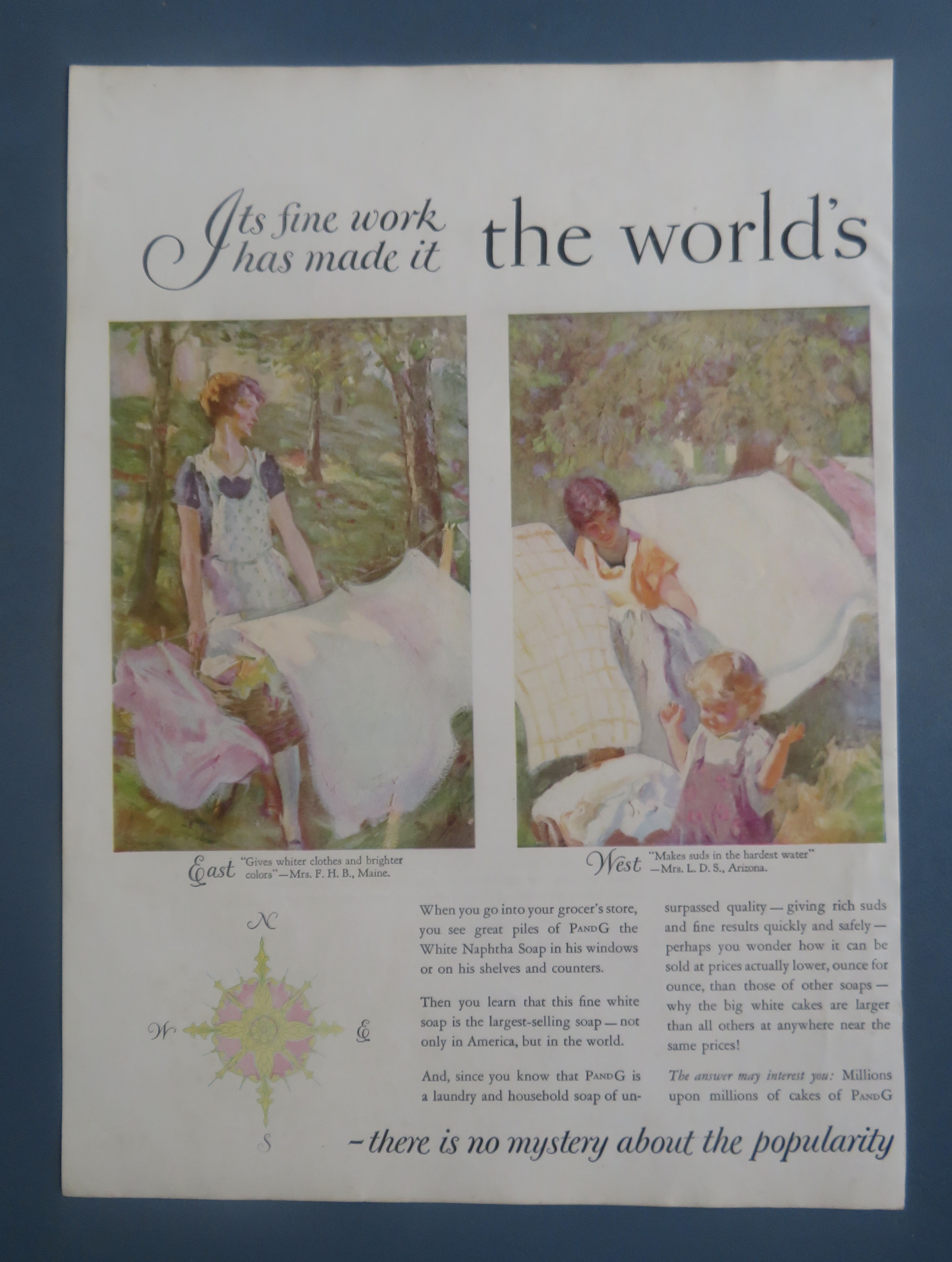 1928 P & G White Naphtha Soap with Women & Laundry