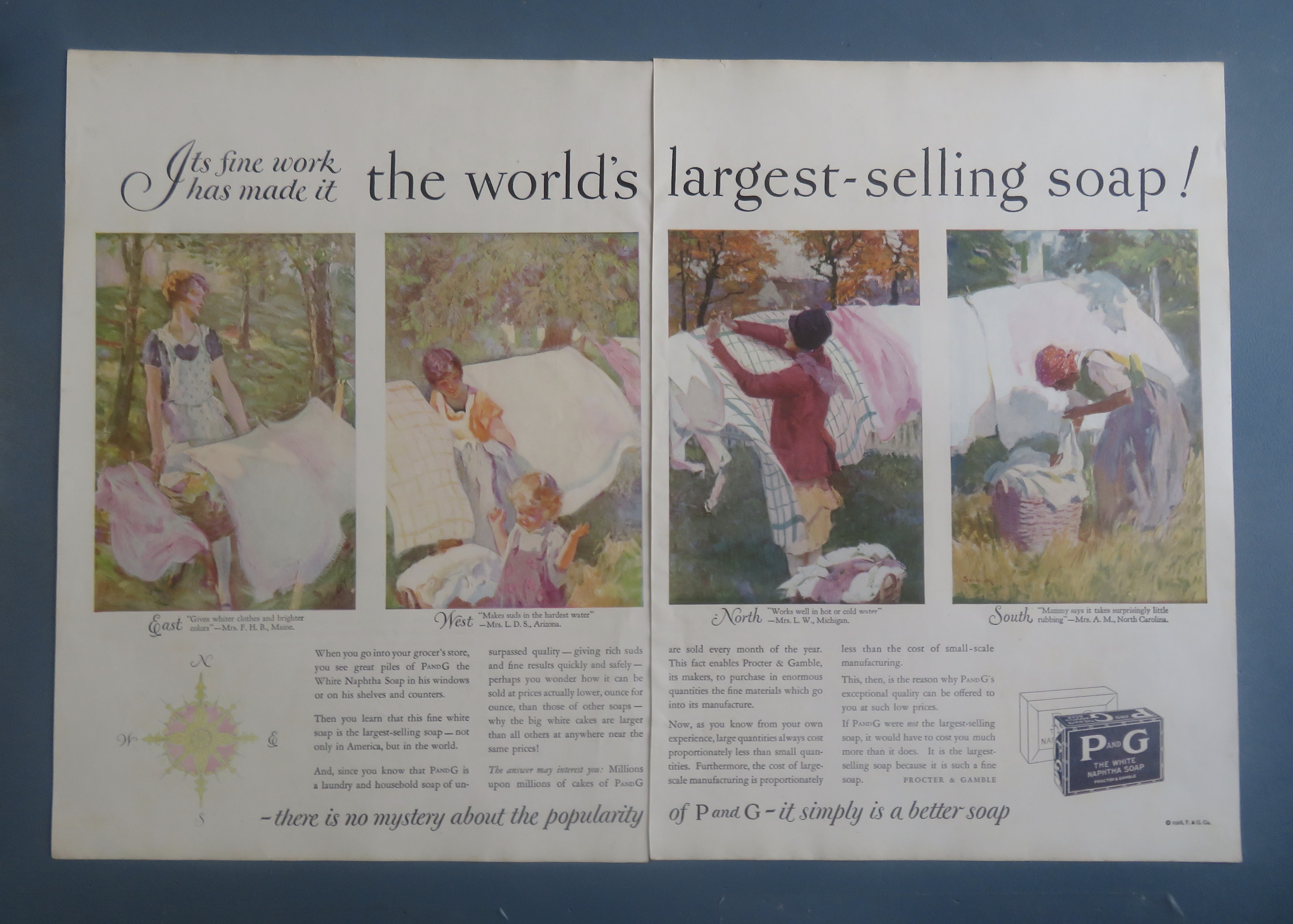1928 P & G White Naphtha Soap with Women & Laundry