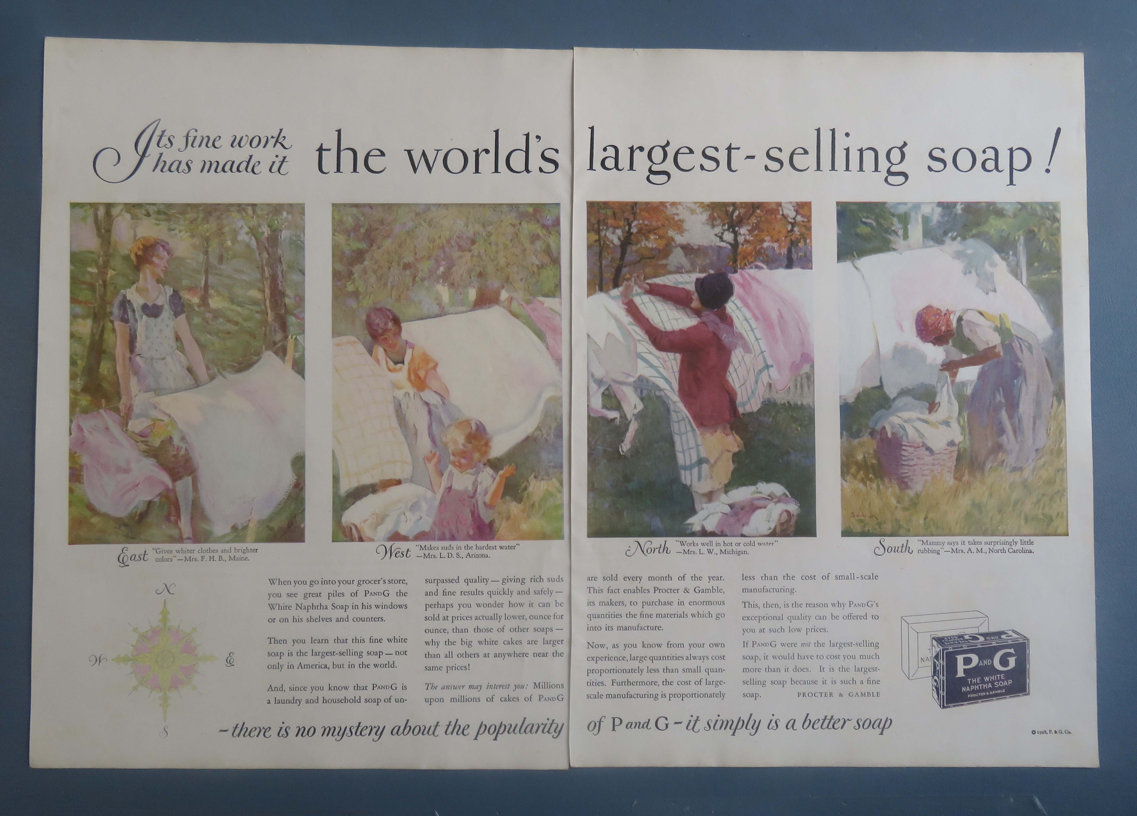 1928 P & G White Naphtha Soap with Women & Laundry