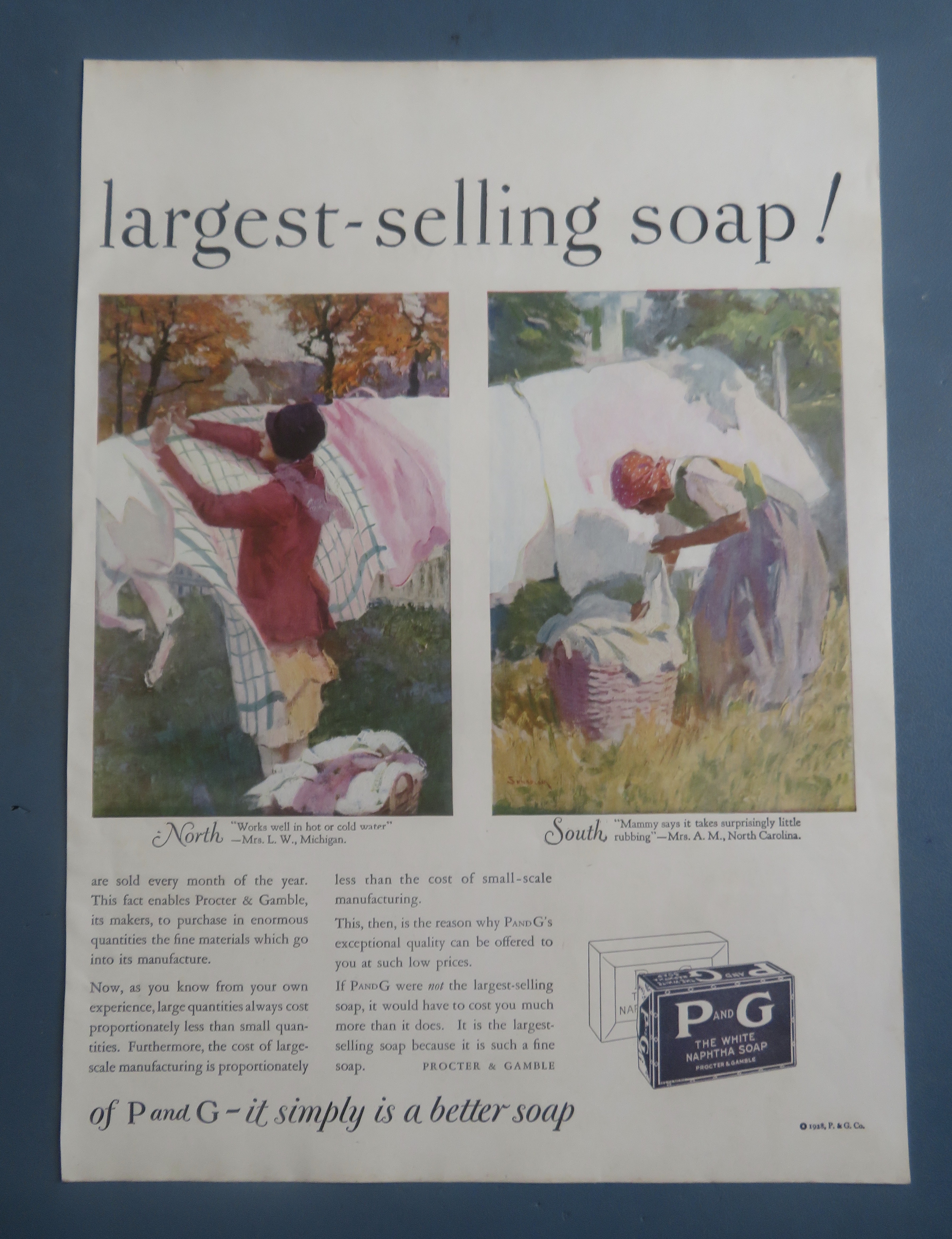 1928 P & G White Naphtha Soap with Women & Laundry