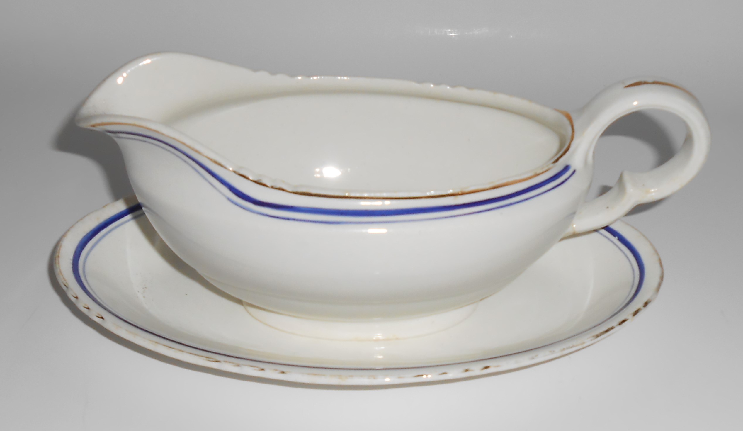 John Maddock & Son's Cobalt /Gold Bands Gravy Bowl