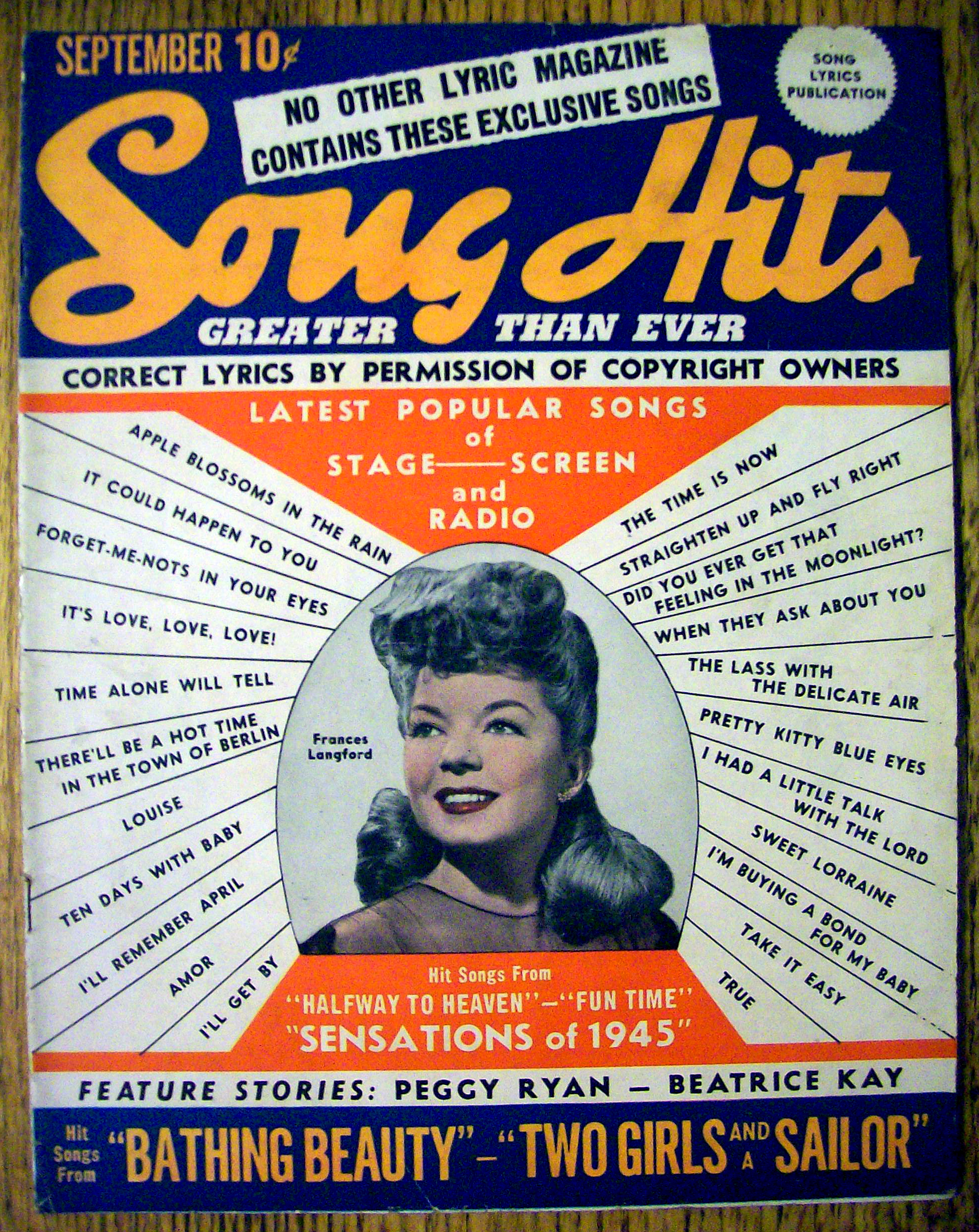 Song Hits Magazine September 1944 Frances Langford