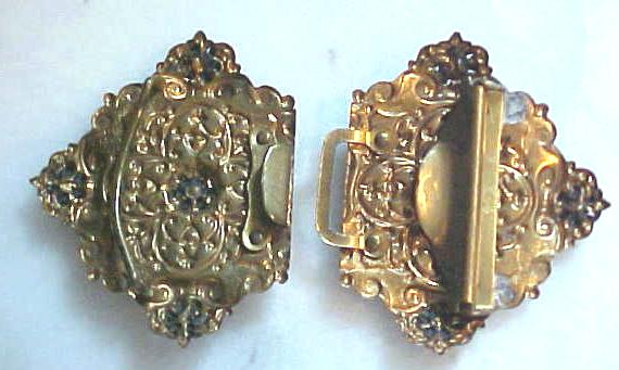 Belt Buckle Victorian Ladies 2 PC Amethyst Ornate