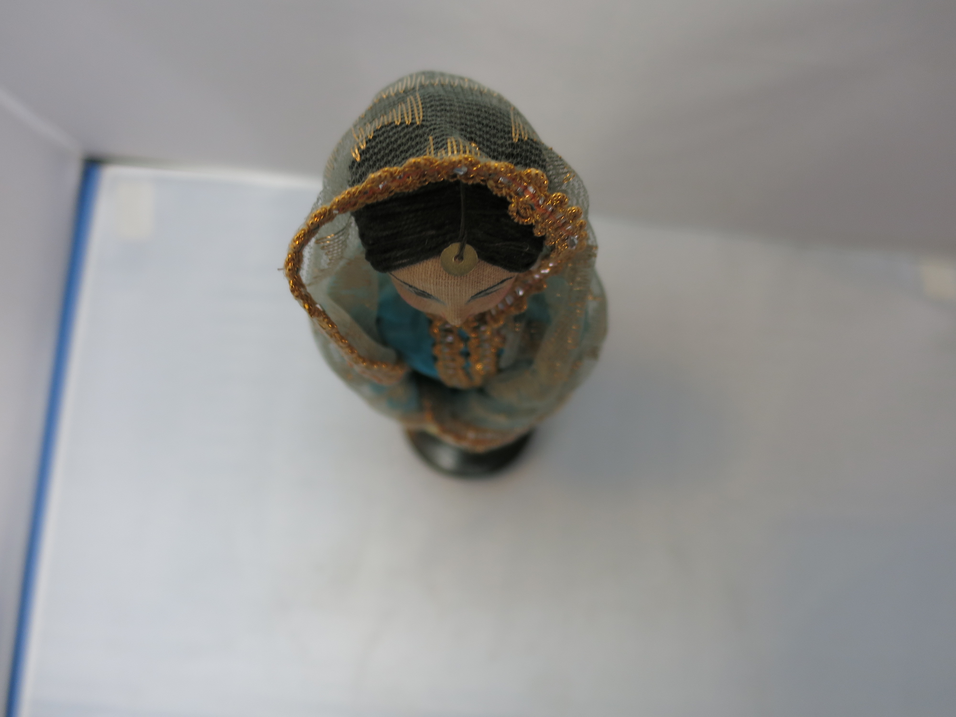Vintage India Cloth Doll Wearing Punjabi suit and Veil Blue 10 in