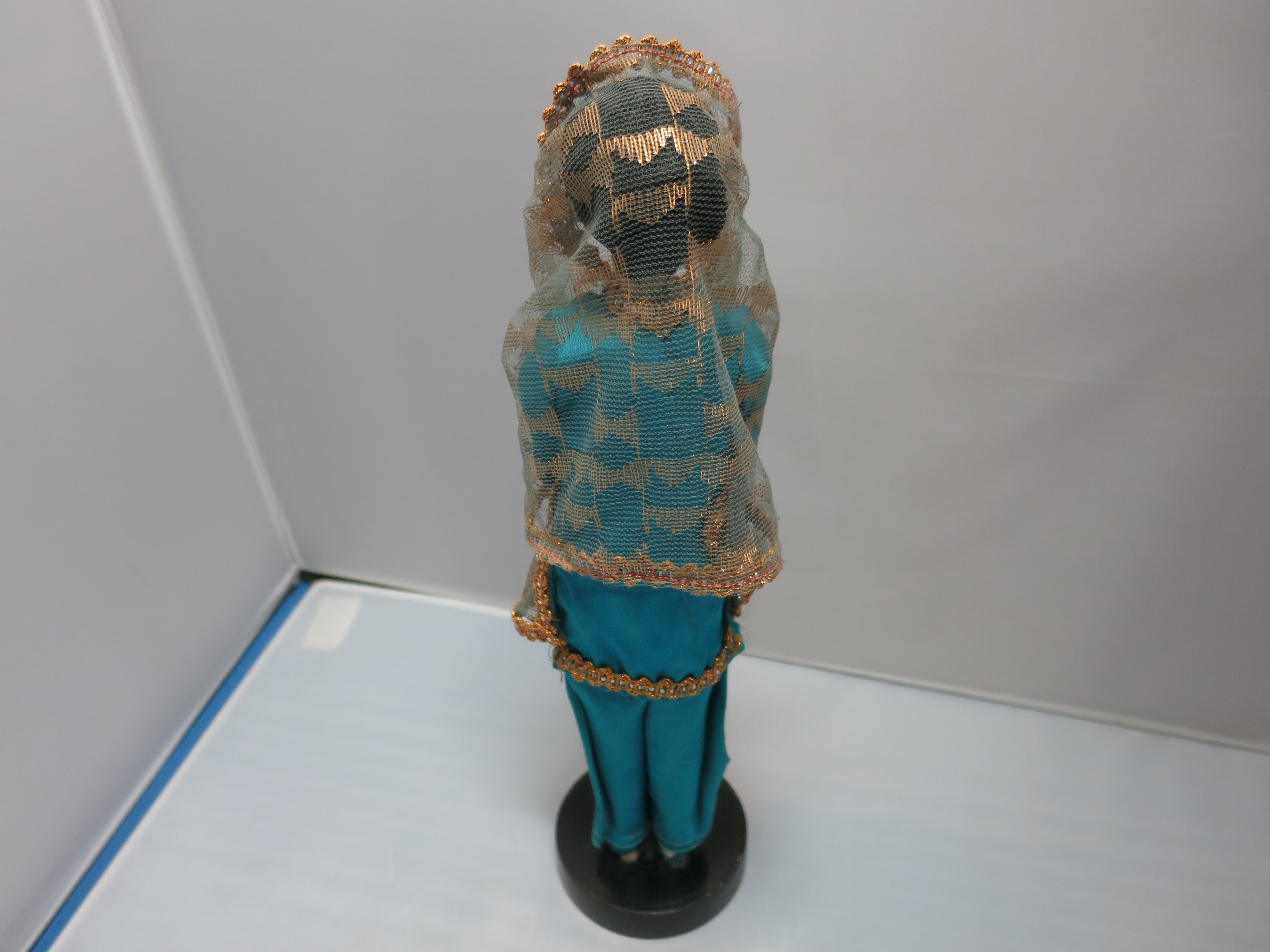 Vintage India Cloth Doll Wearing Punjabi suit and Veil Blue 10 in