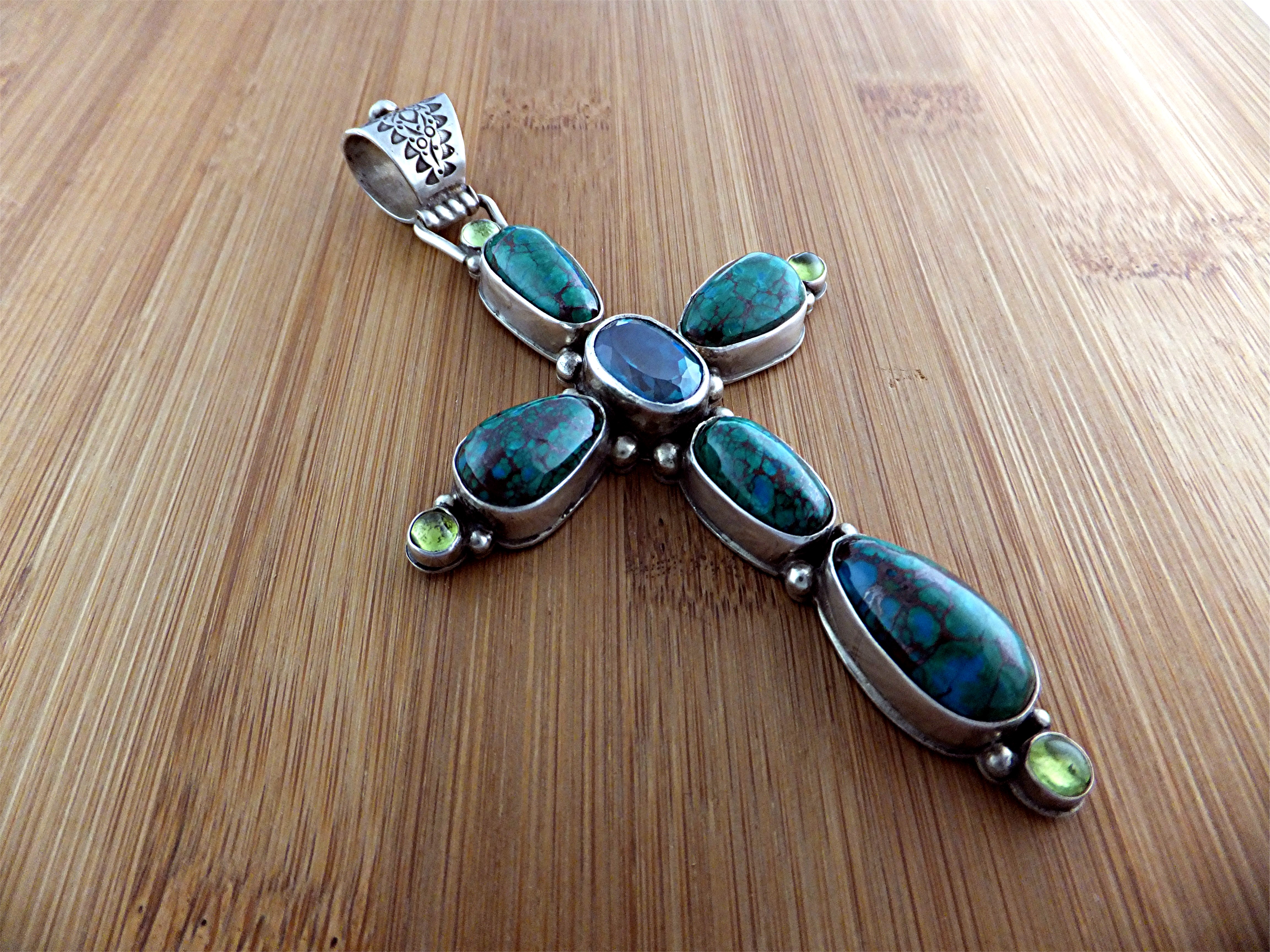 David Troutman  Crysicola Green Garnet Sterling Silver