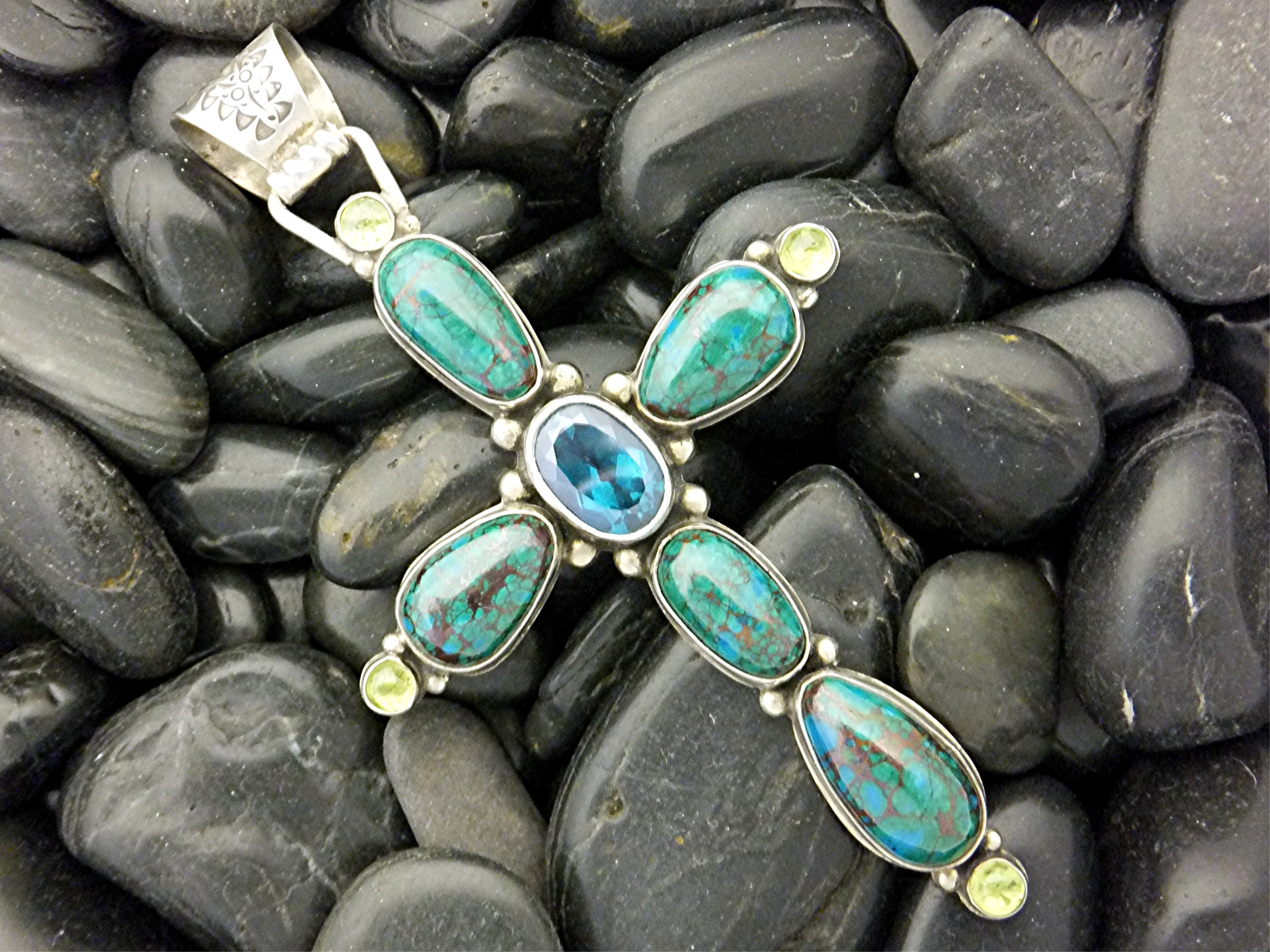 David Troutman Crysicola Green Garnet Sterling Silver