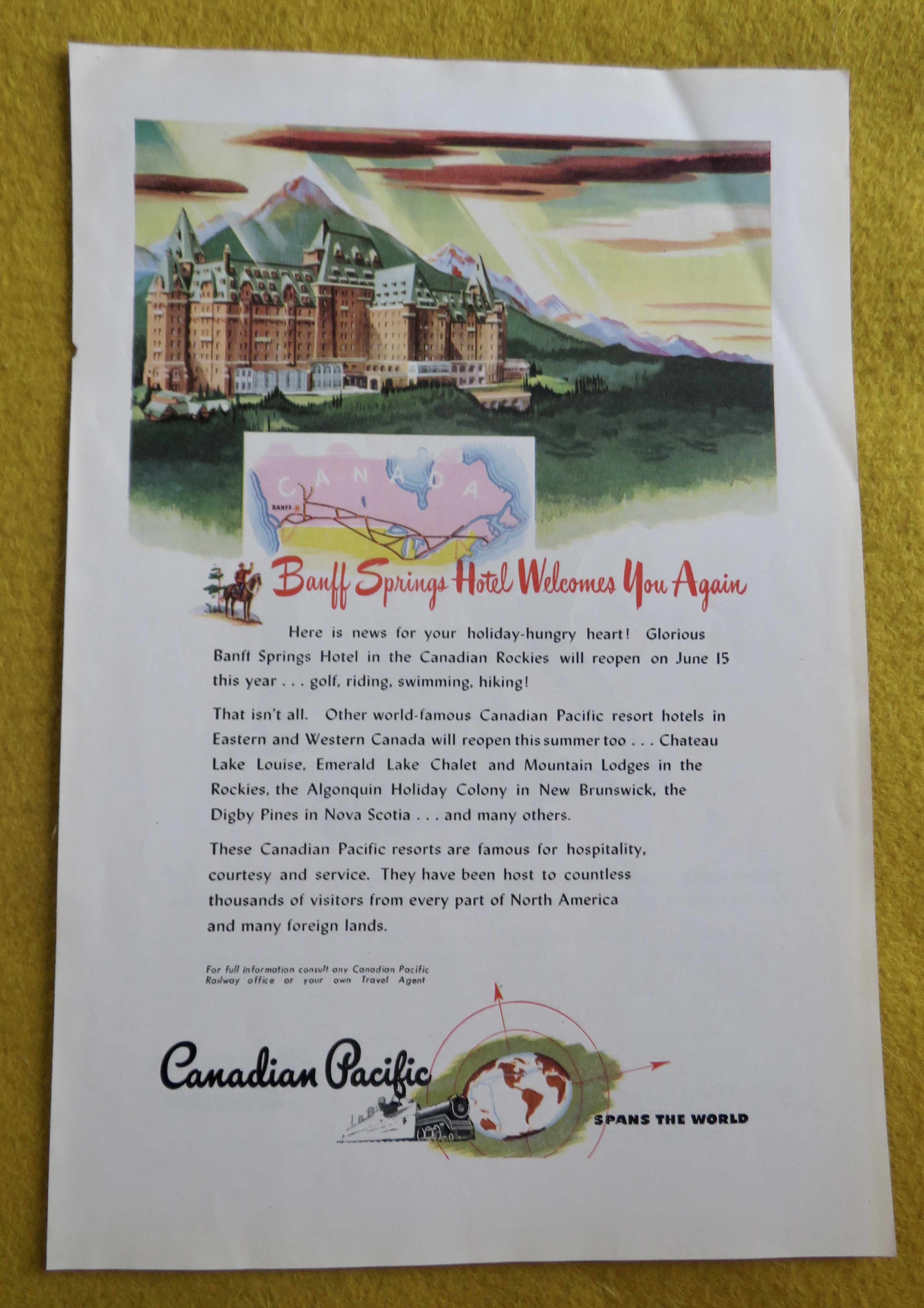 1946 Canadian Pacific with Banff Springs Hotel