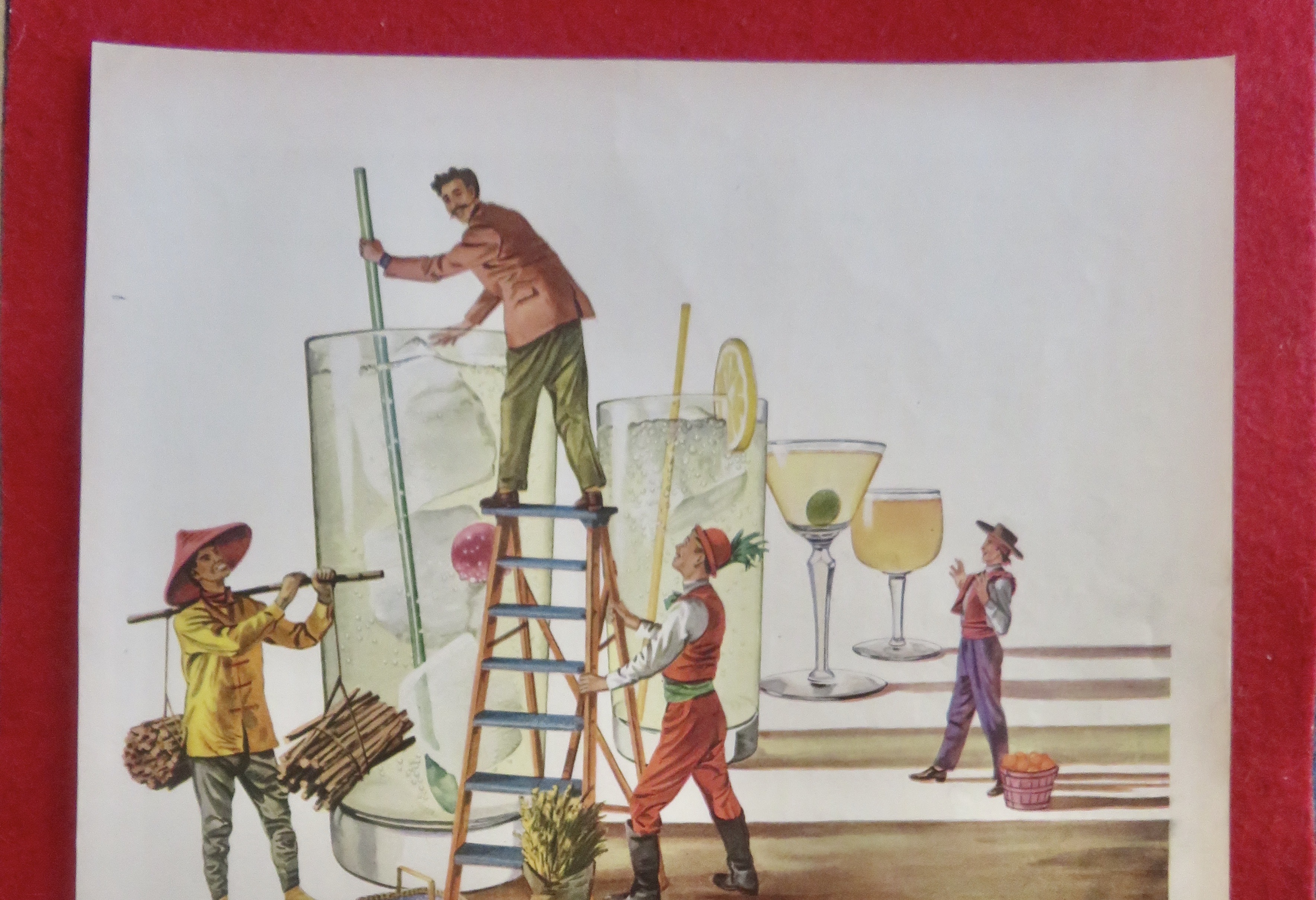 1950's Hiram Walker Gin w/4 Men Different Nationalities