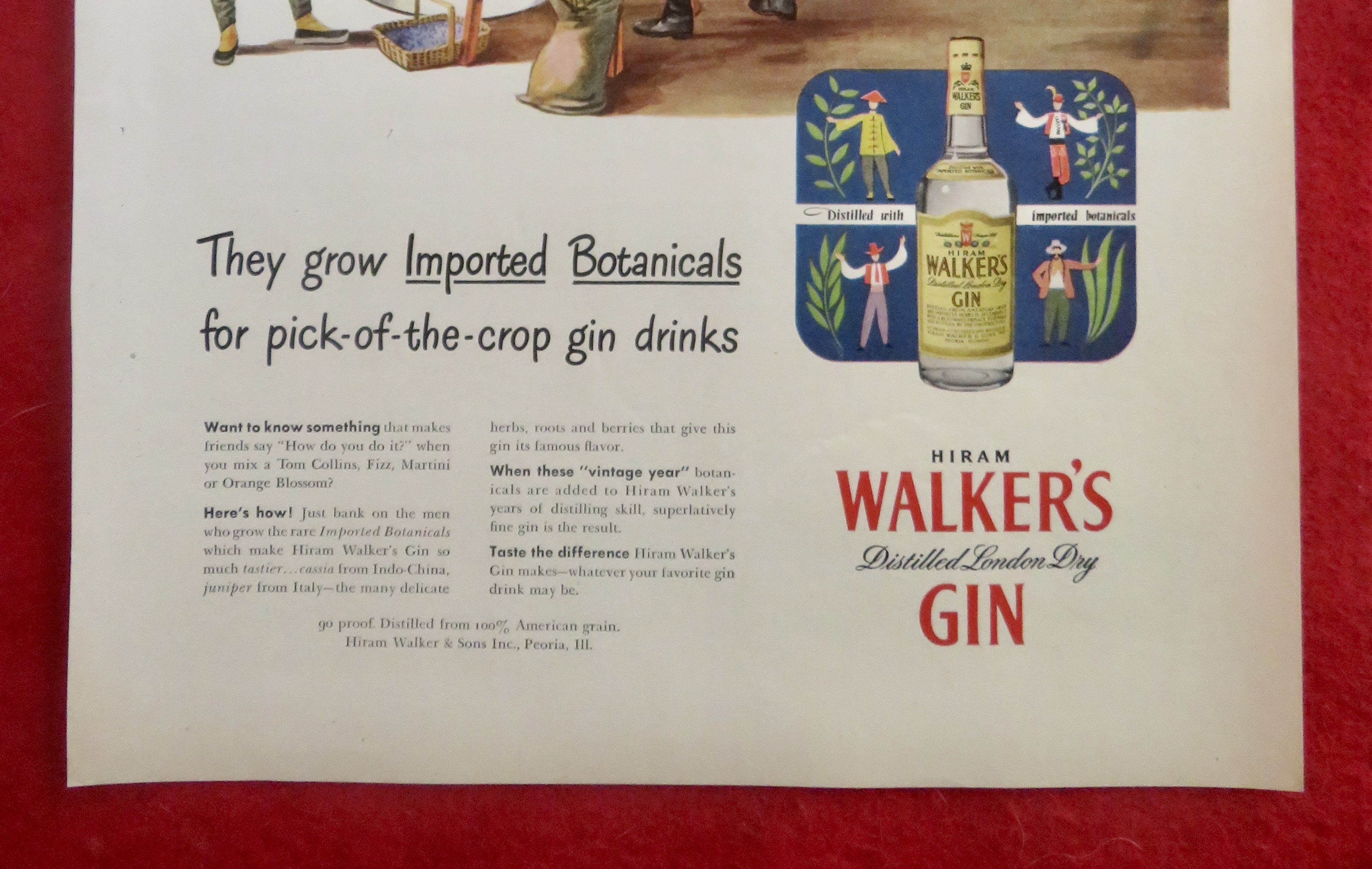1950's Hiram Walker Gin w/4 Men Different Nationalities