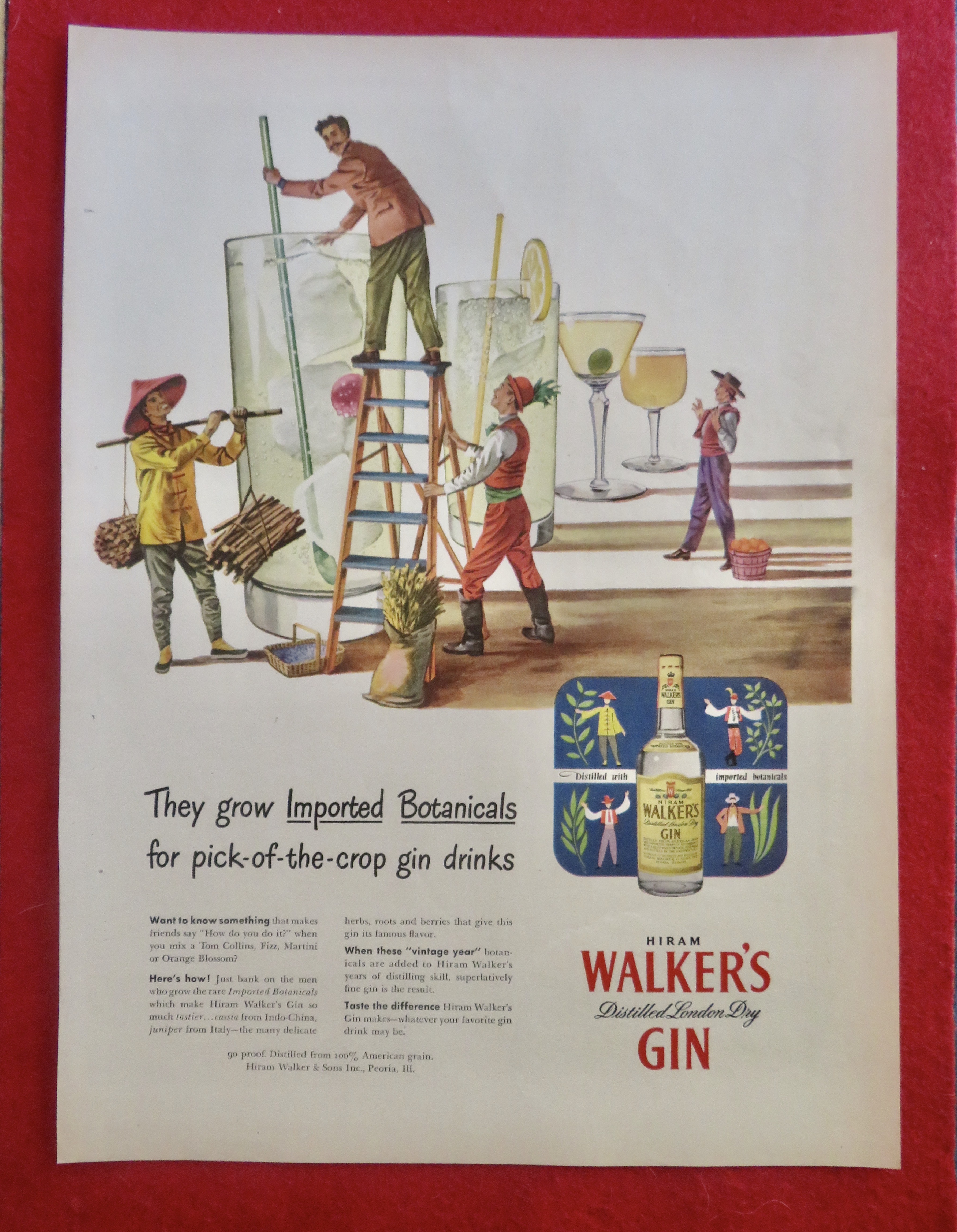 1950's Hiram Walker Gin w/4 Men Different Nationalities
