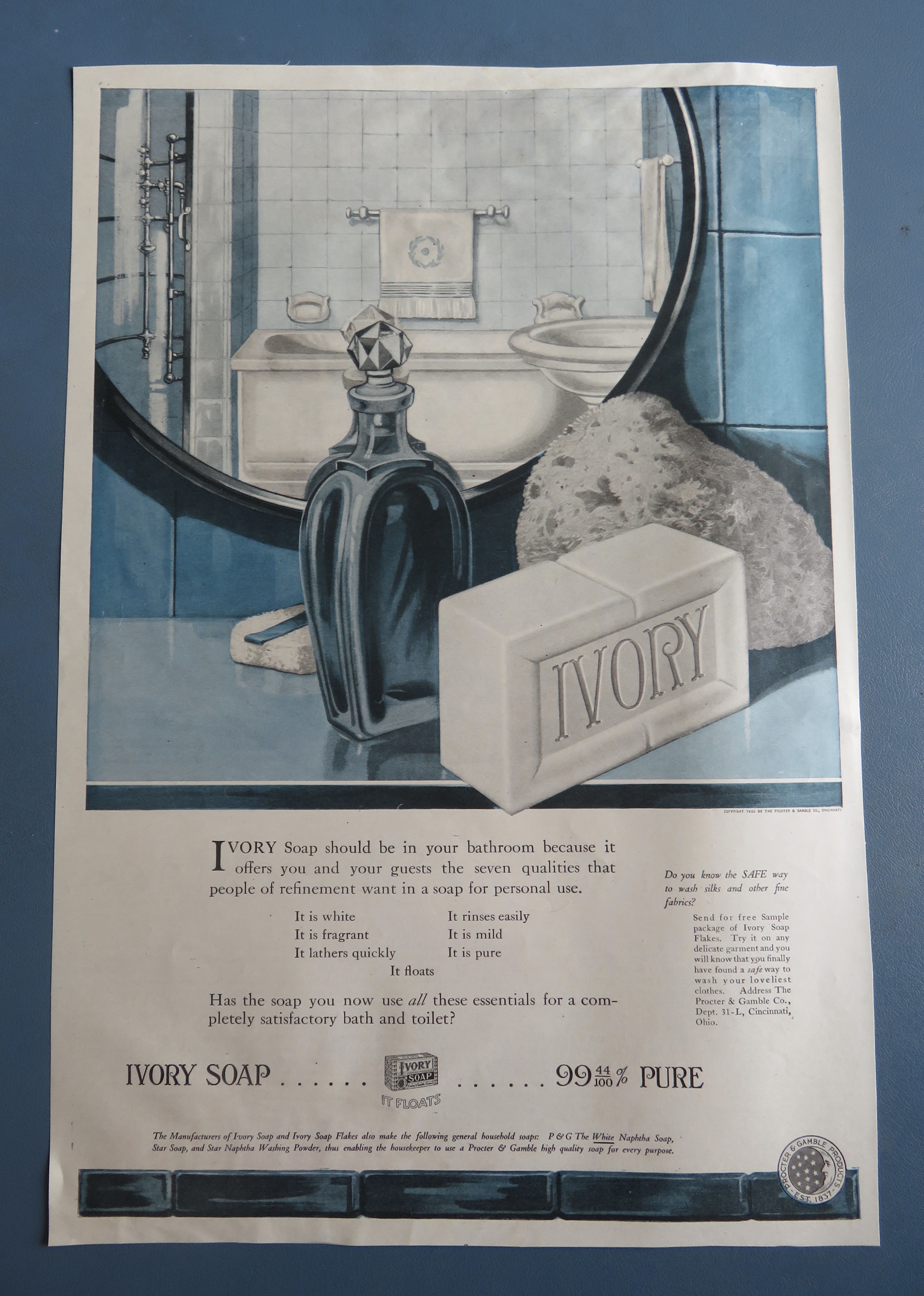 1920 Ivory Soap with Bar Of Soap On Counter