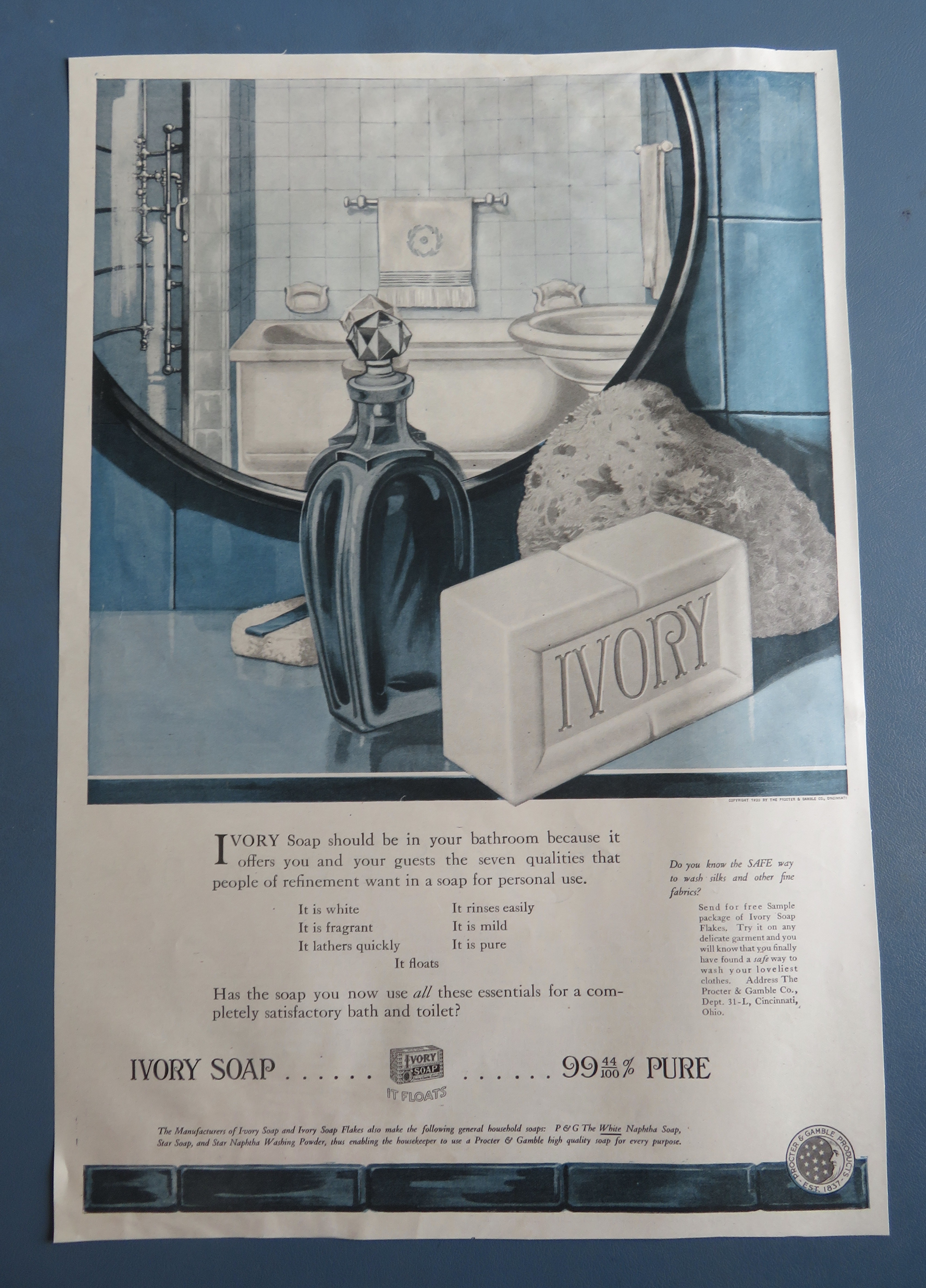 1920 Ivory Soap with Bar Of Soap On Counter