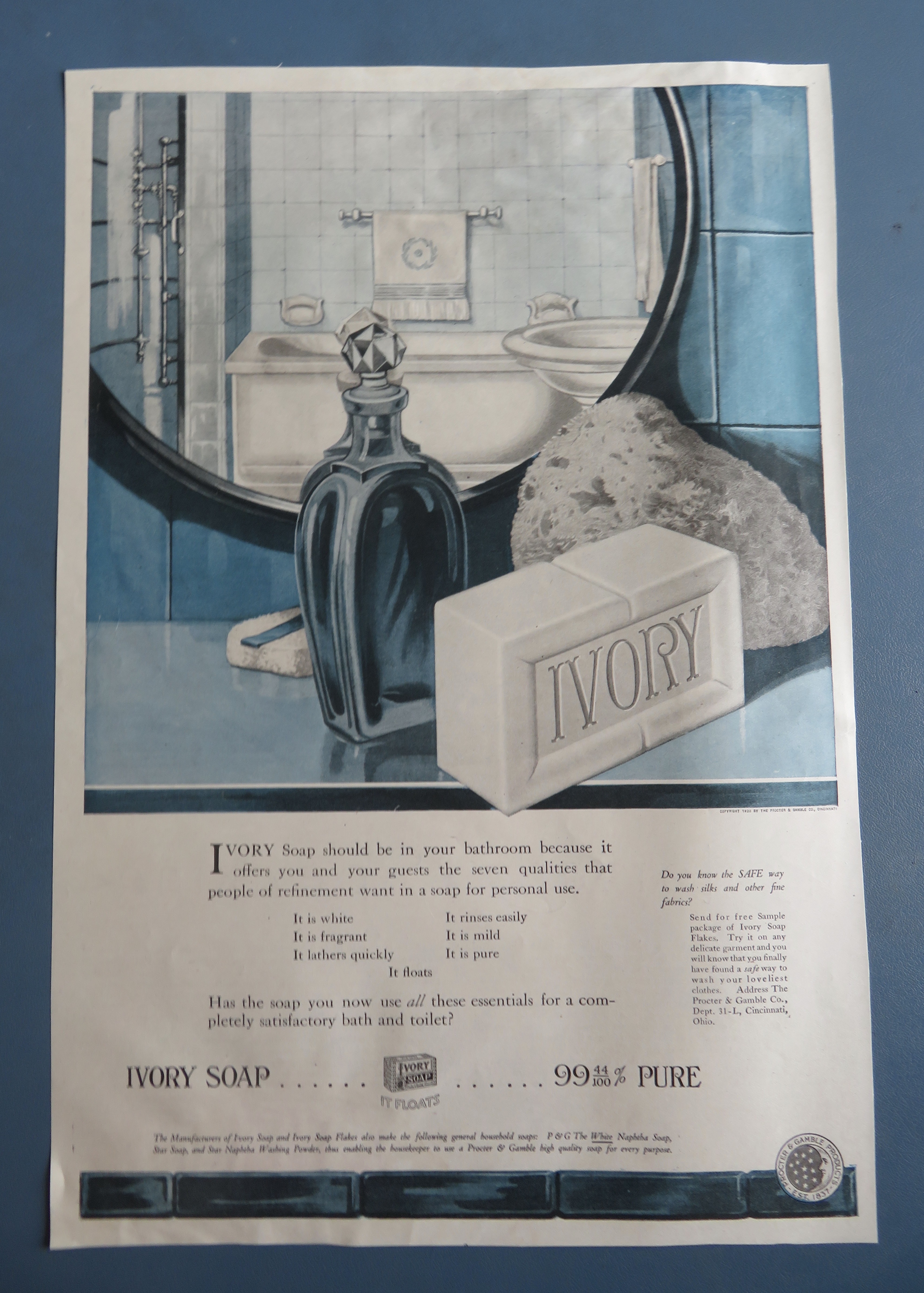 1920 Ivory Soap with Bar Of Soap On Counter