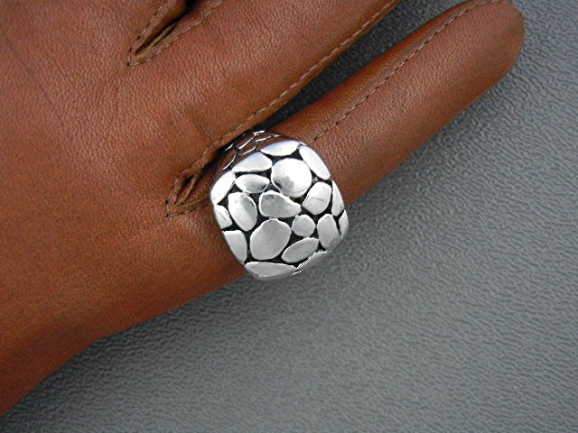 Ring Sterling Silver Pebble Signed P D