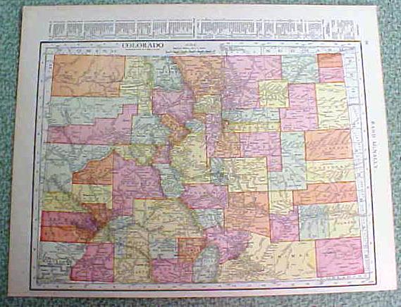 Antique Map Colorado 1916 Rand McNally Nice Colors