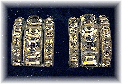 Dress Clips Rhinestone Crystal Vintage Pair