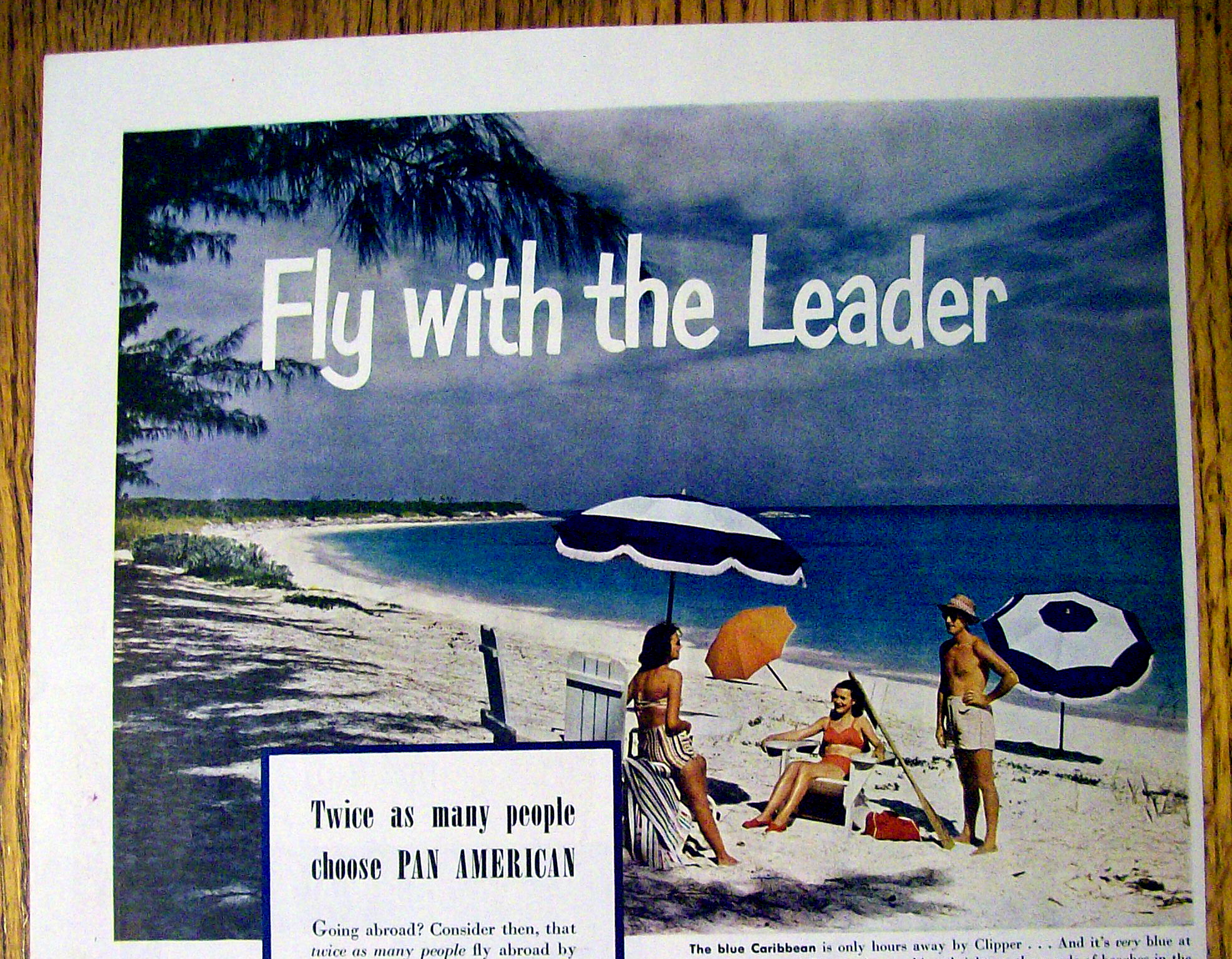 1949 Pan American World Airways with Two Women & a Man on Beach