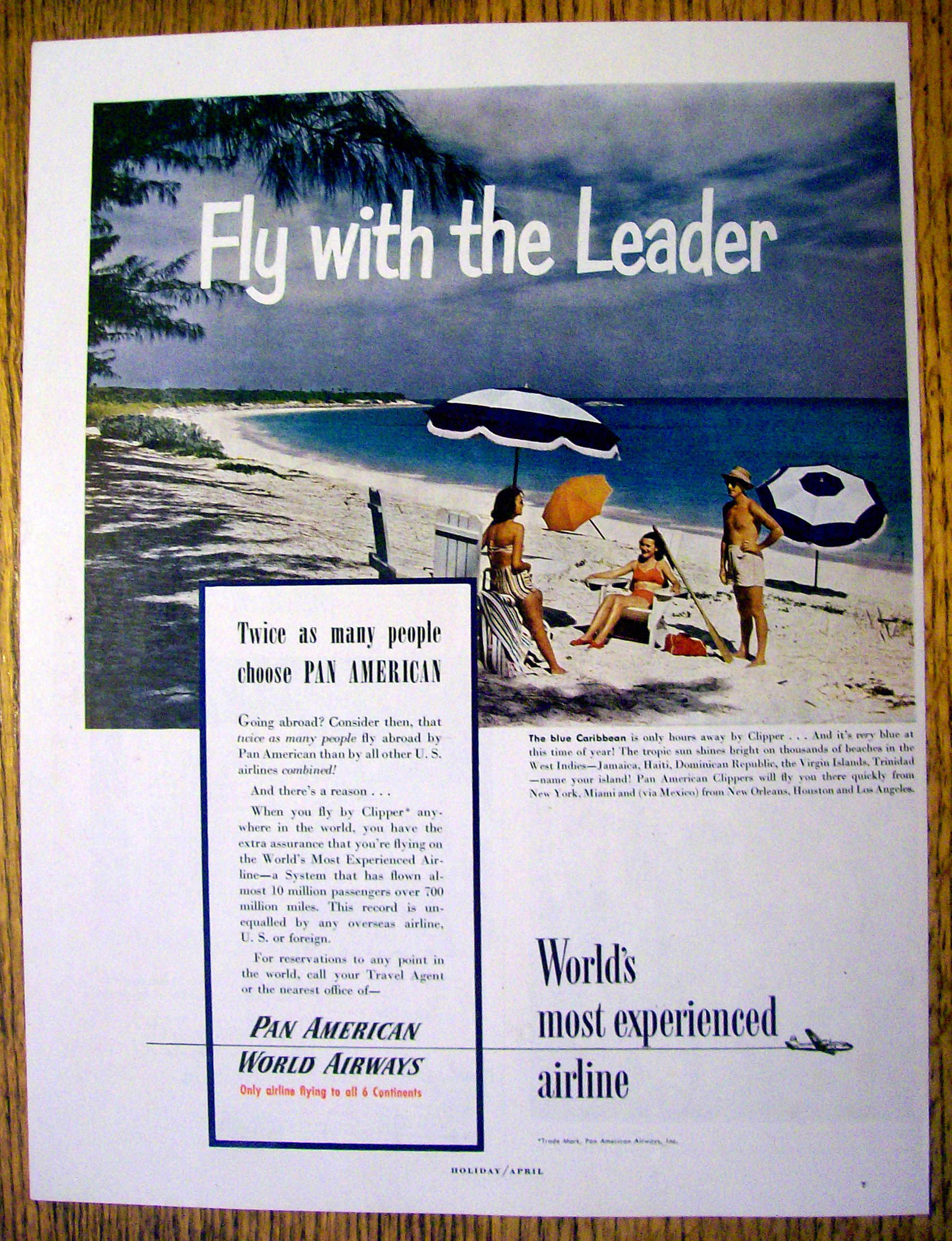 1949 Pan American World Airways with Two Women & a Man on Beach