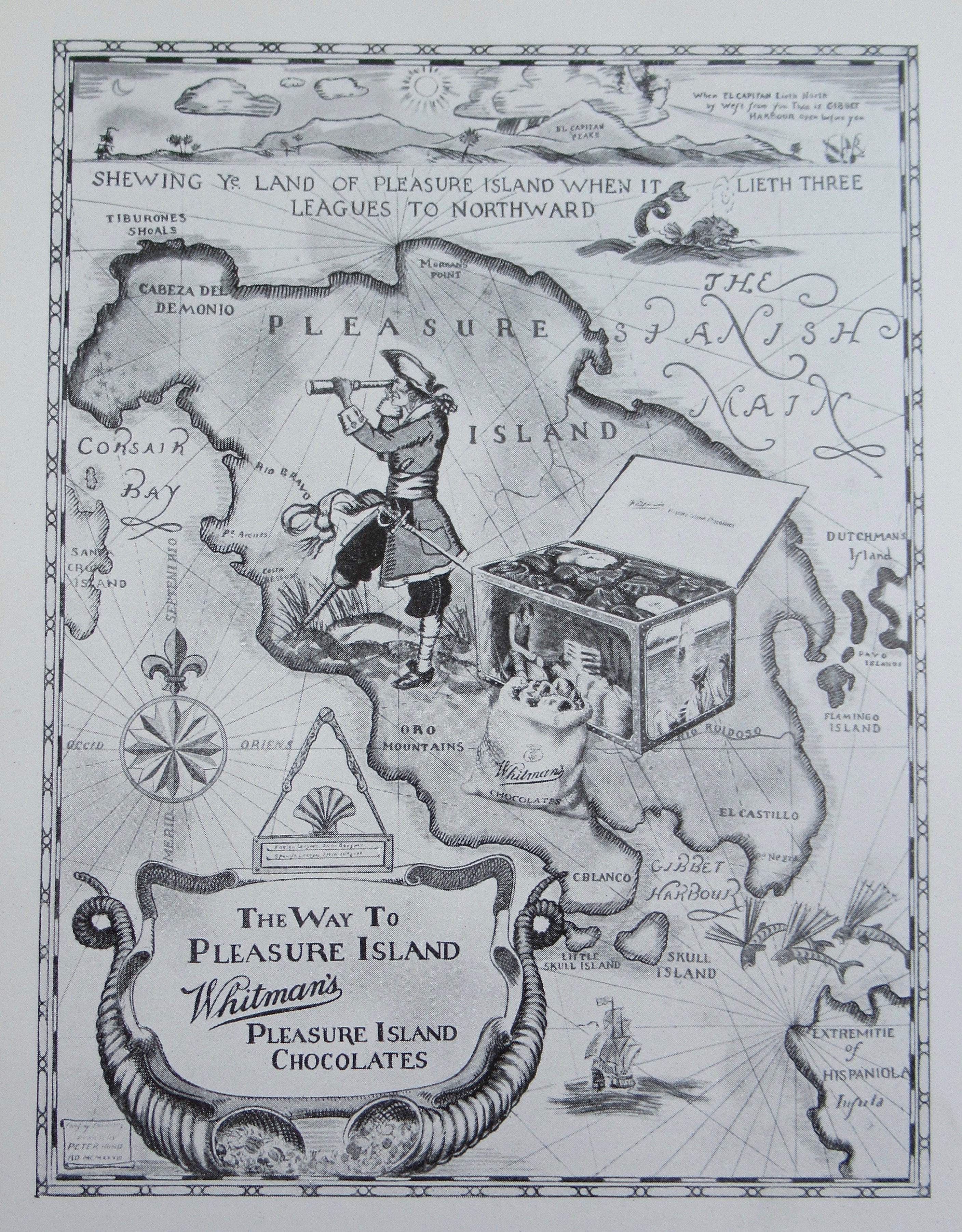 1929 Whitman's Chocolate with Map to Pleasure Island