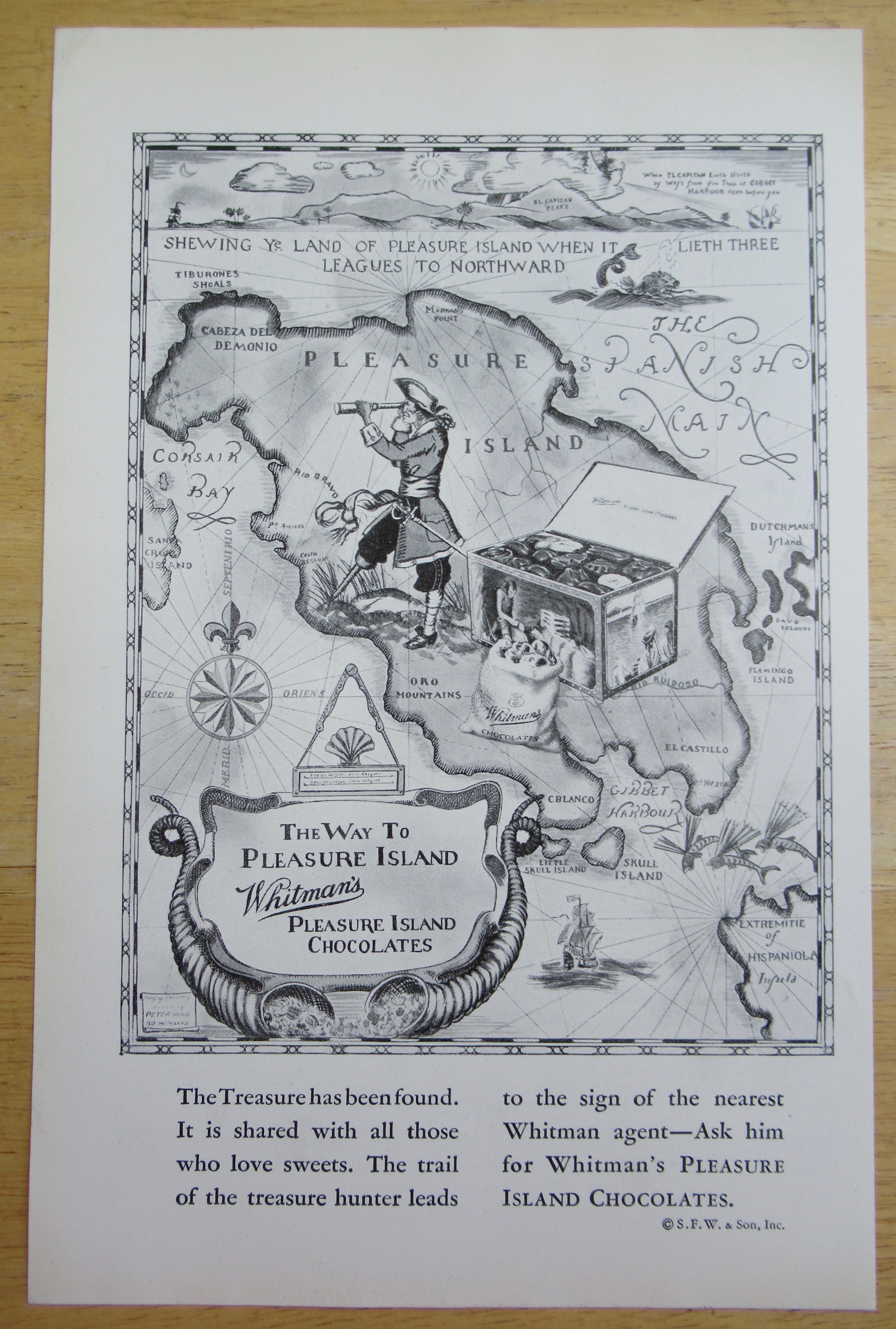 1929 Whitman's Chocolate with Map to Pleasure Island