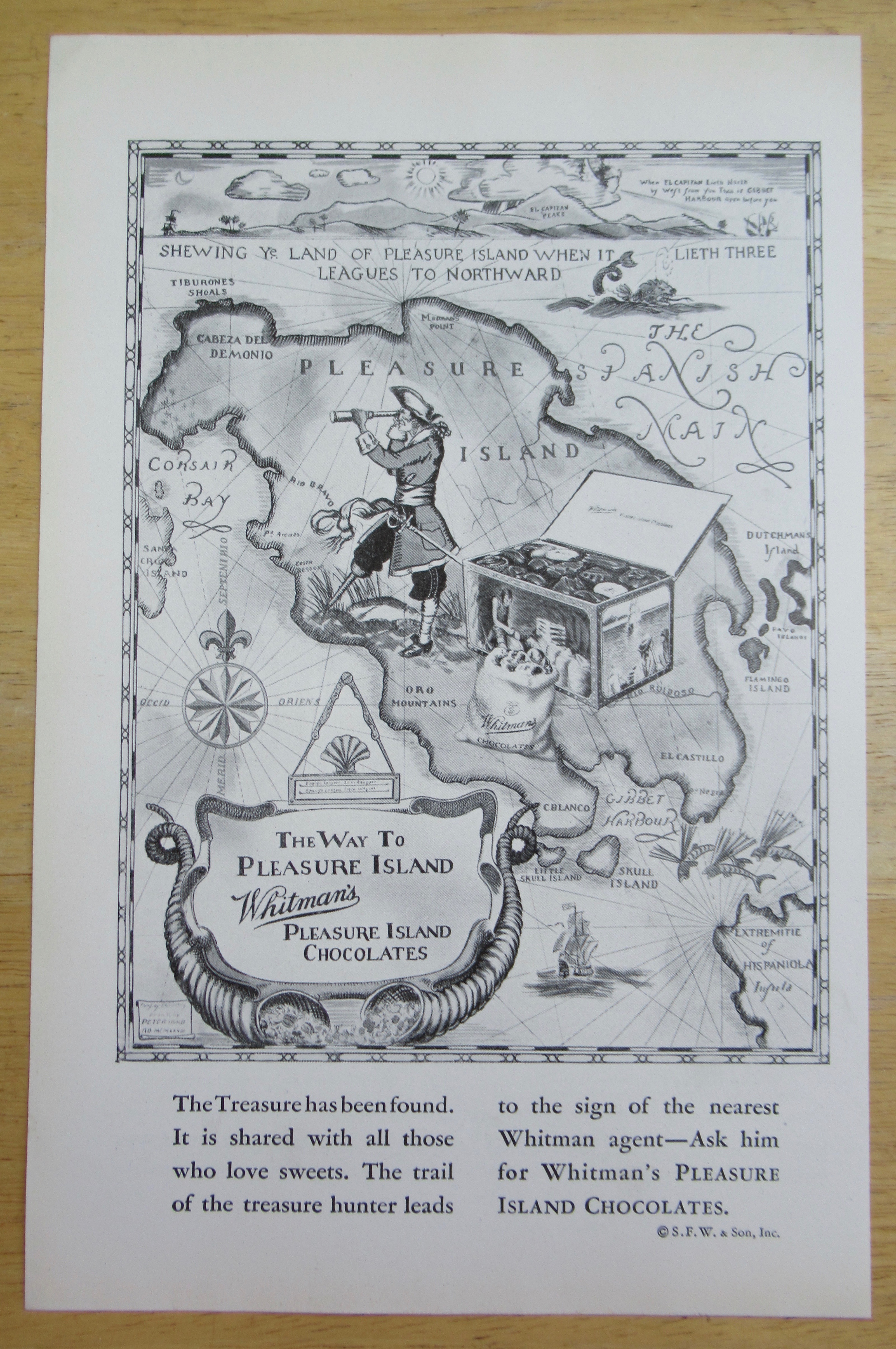 1929 Whitman's Chocolate with Map to Pleasure Island