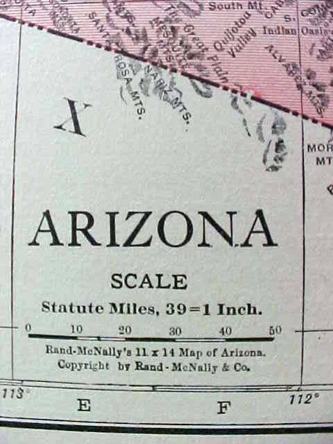 Antique Map Arizona 1916 Rand McNally Nice Colors