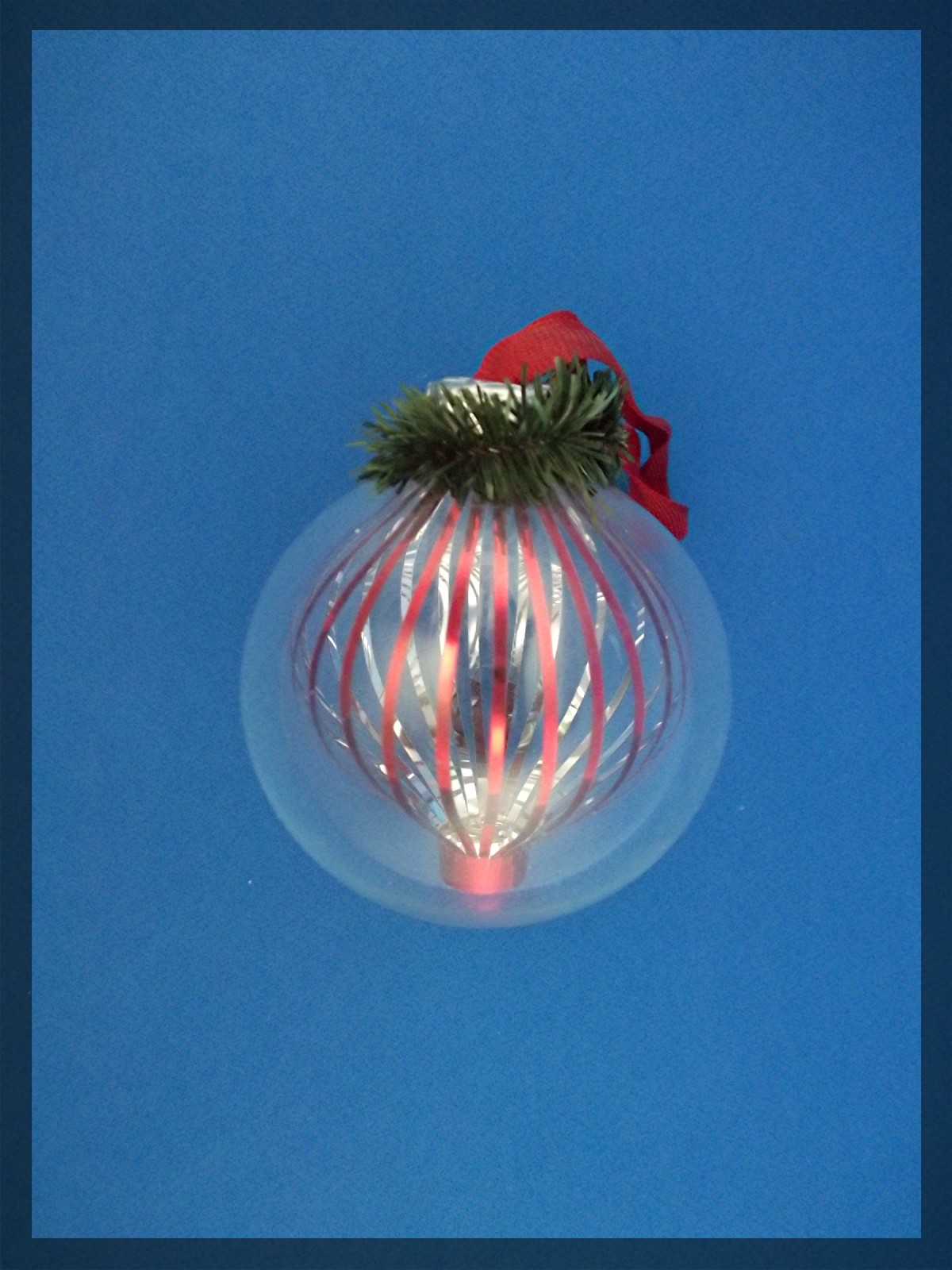 Christmas Tree Ornament clear with red decor inside