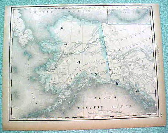 Antique Map Alaska dtd 1890 Rand McNally