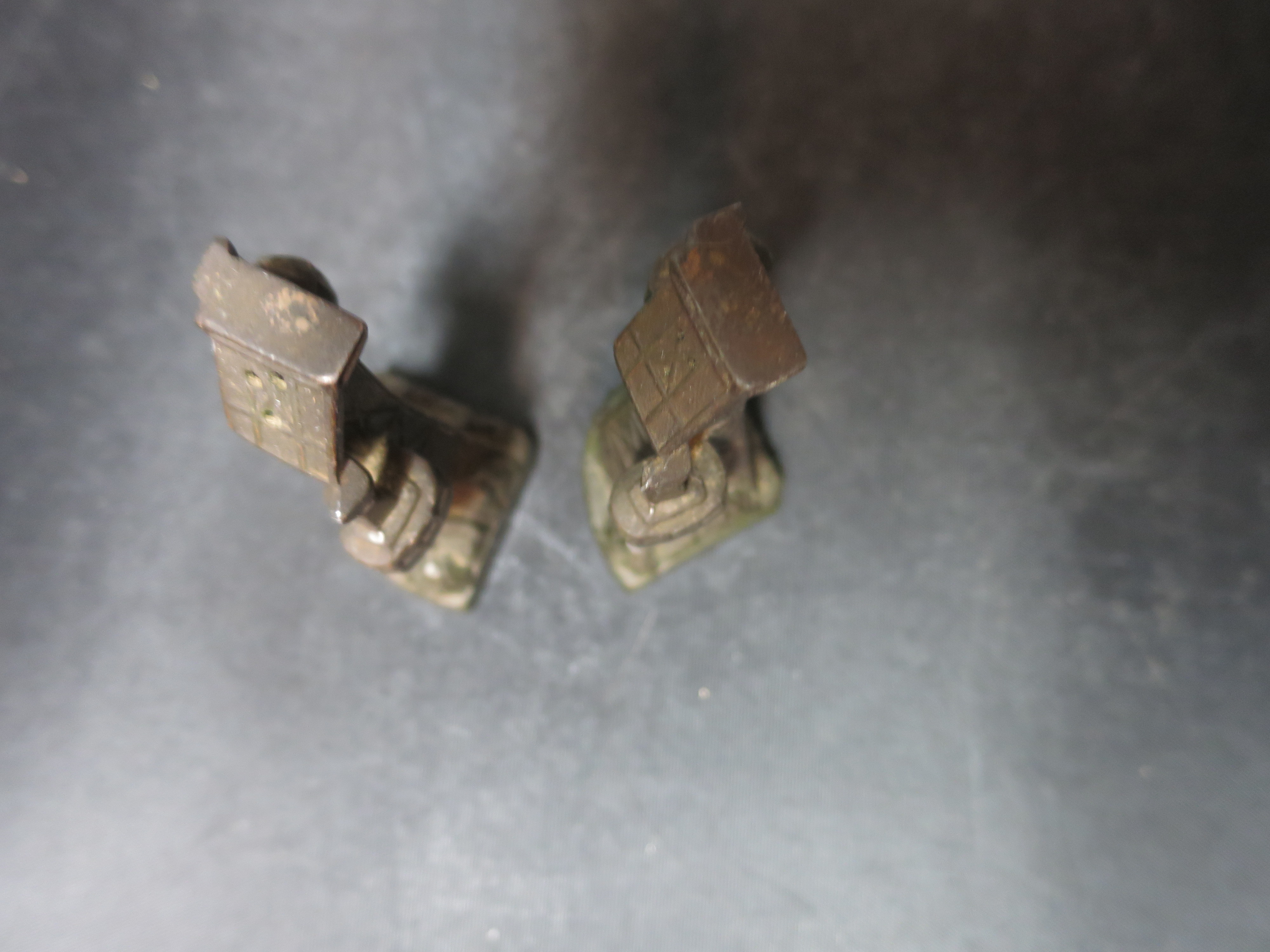 Vintage Metal Tower Tran Japan Salt and Pepper Shakers