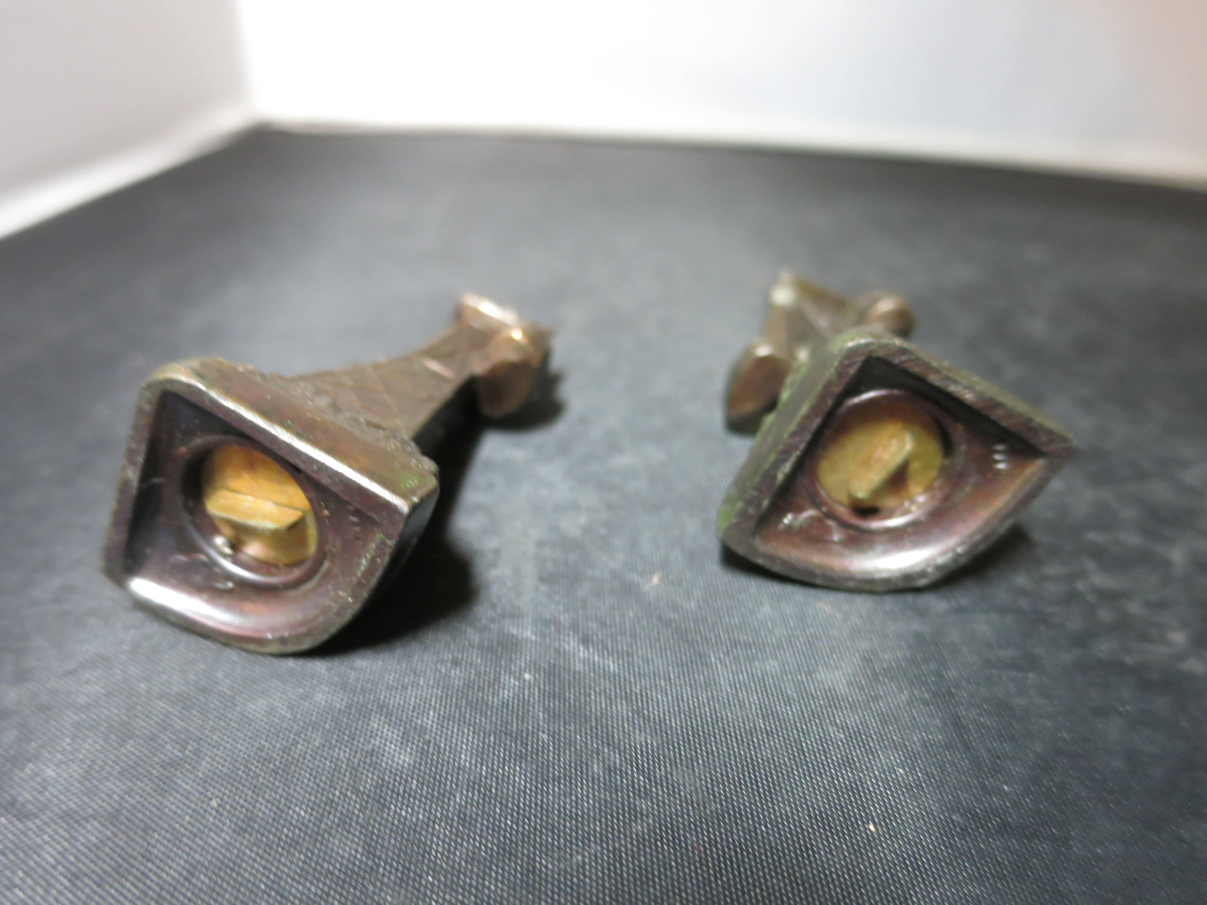 Vintage Metal Tower Tran Japan Salt and Pepper Shakers