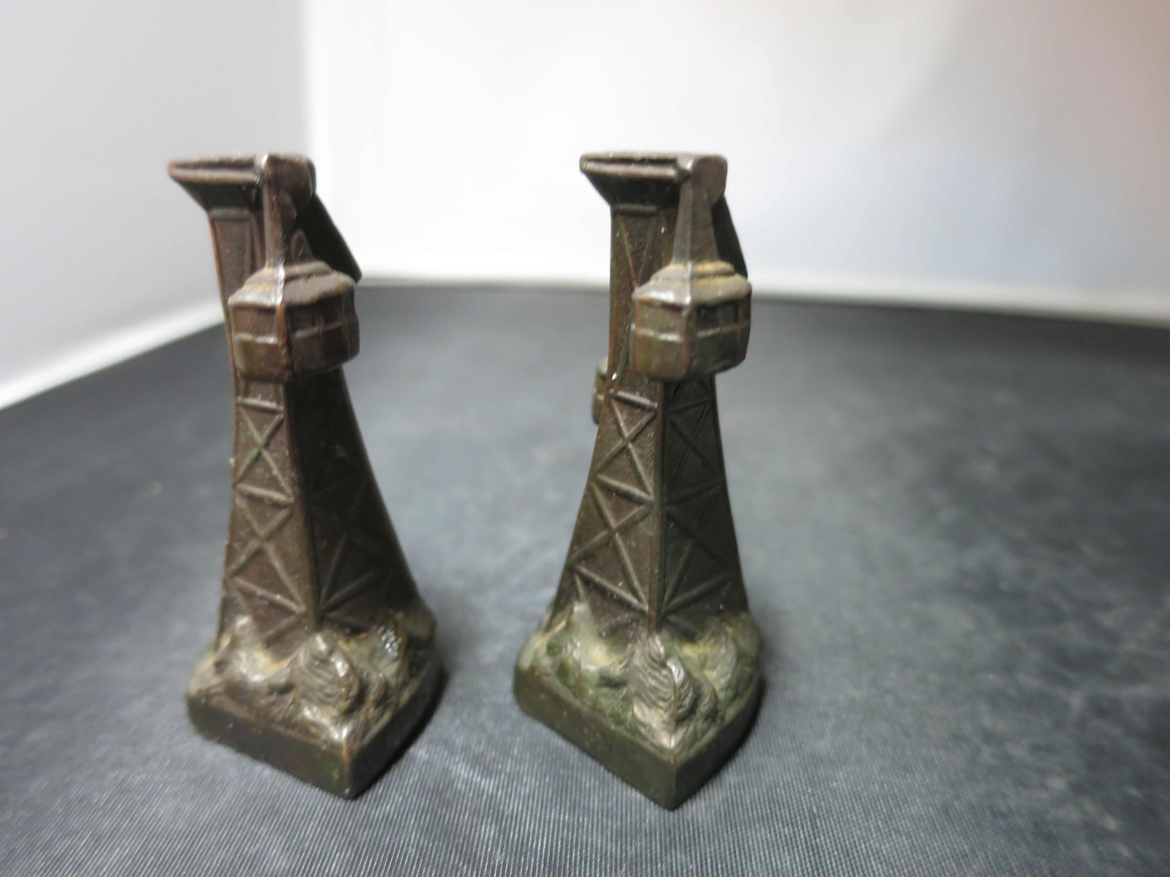 Vintage Metal Tower Tran Japan Salt and Pepper Shakers