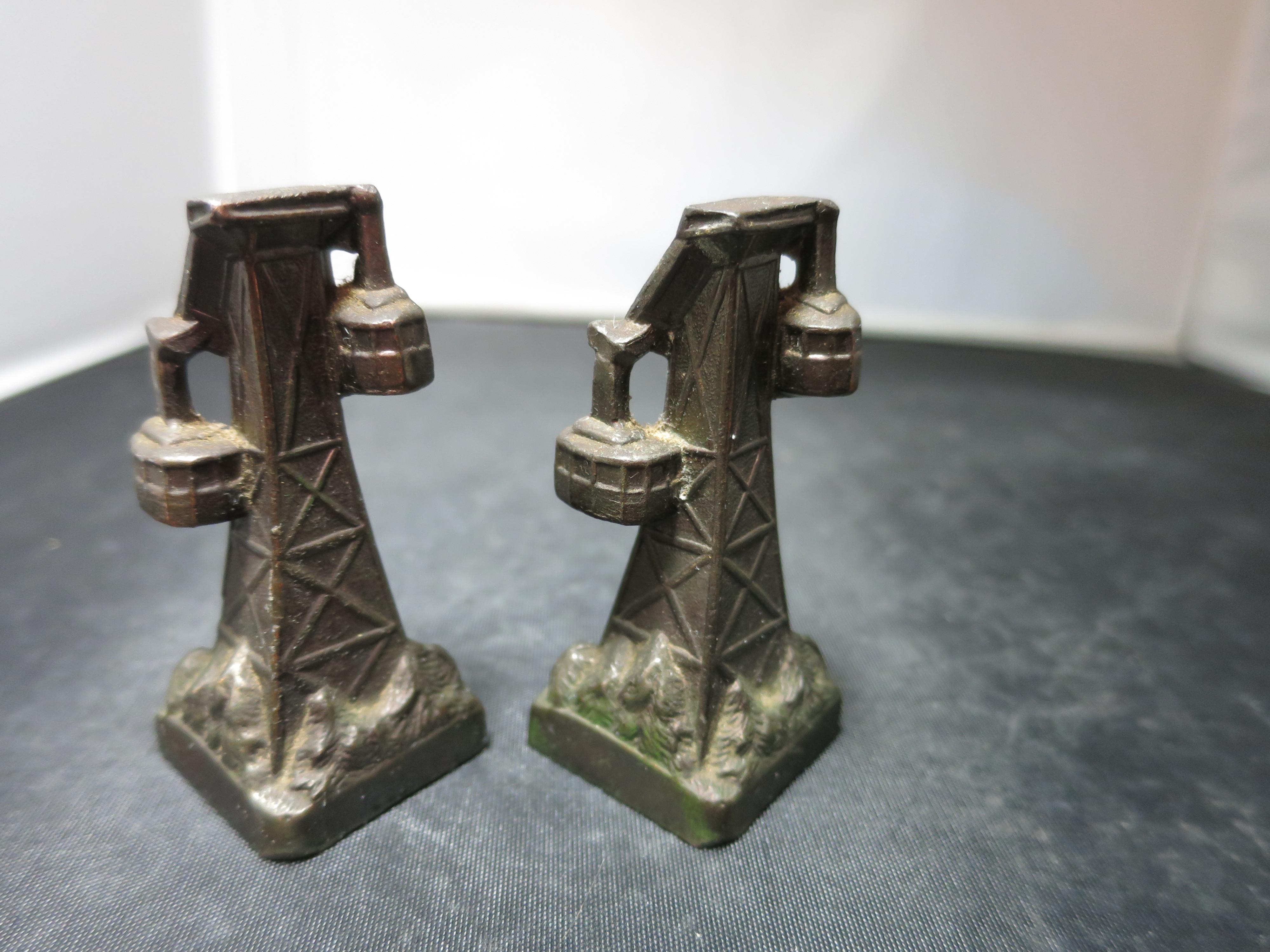 Vintage Metal Tower Tran Japan Salt and Pepper Shakers