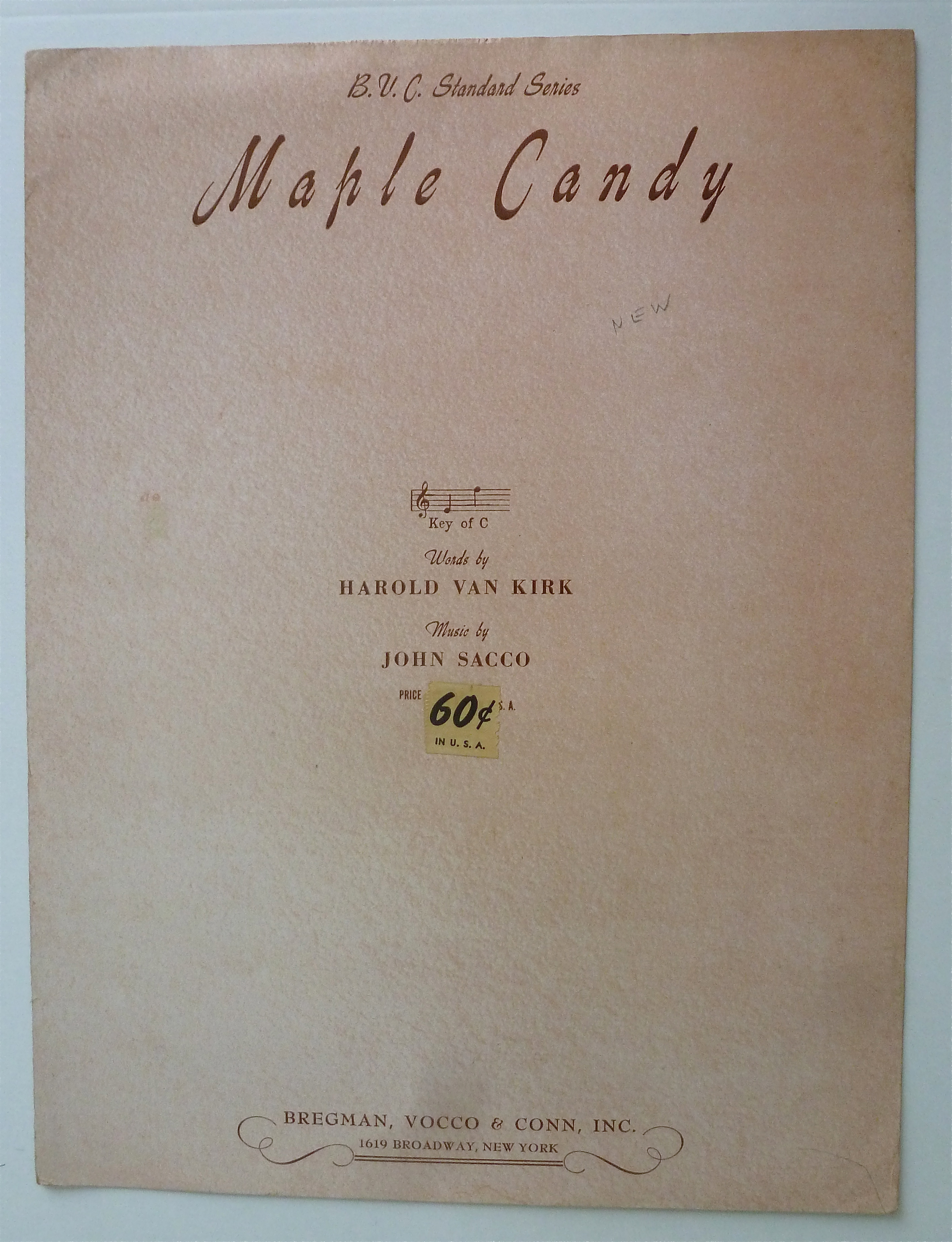 Sheet Music For 1947 Maple Candy