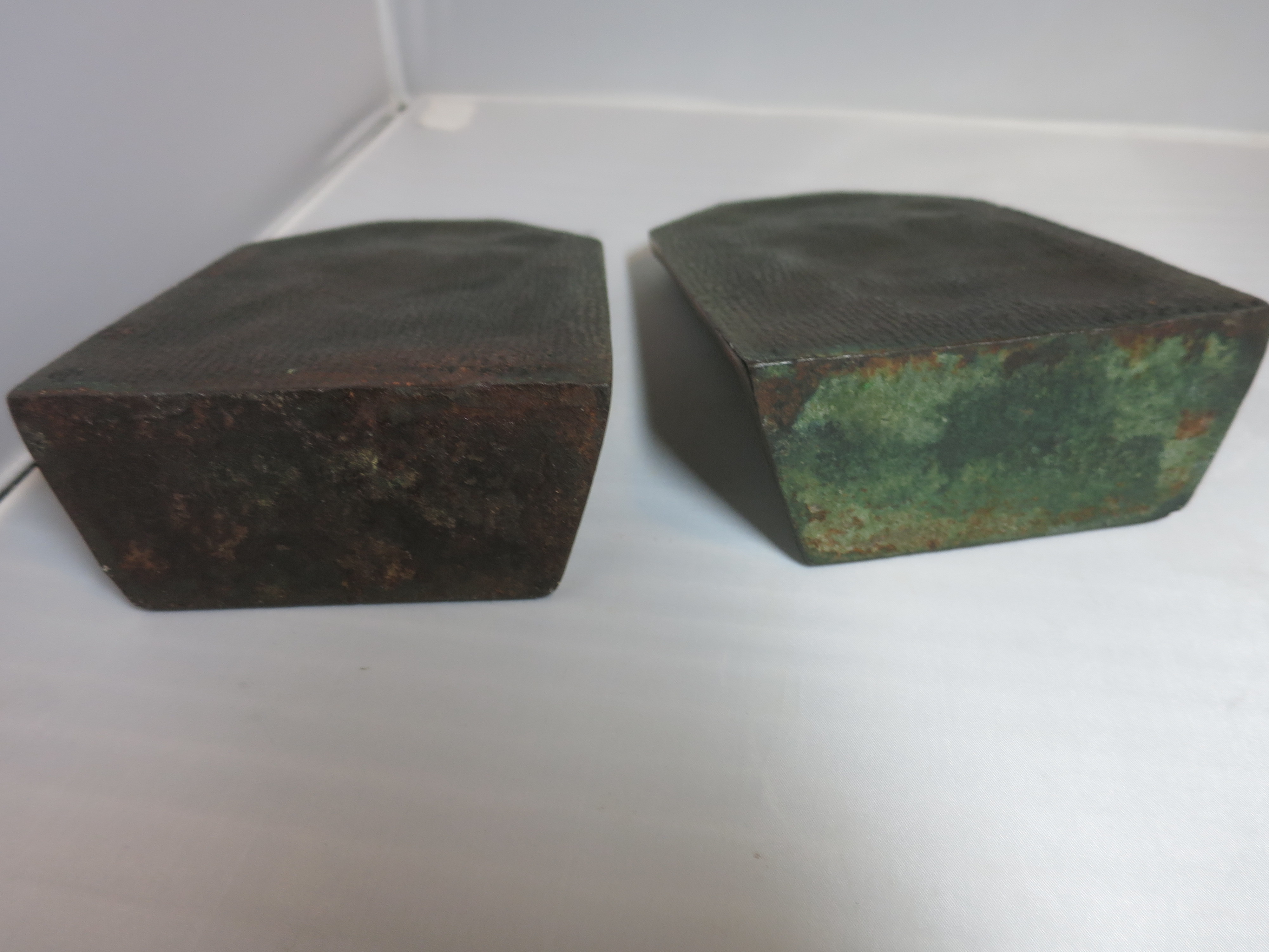 Copper Bronzed Indian Bookends Sun Worship on Horse signed CT