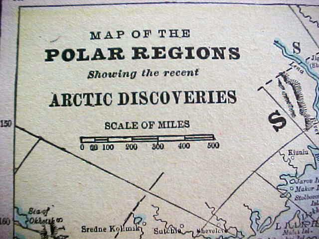 Antique Map Polar Regions 1894 Artic
