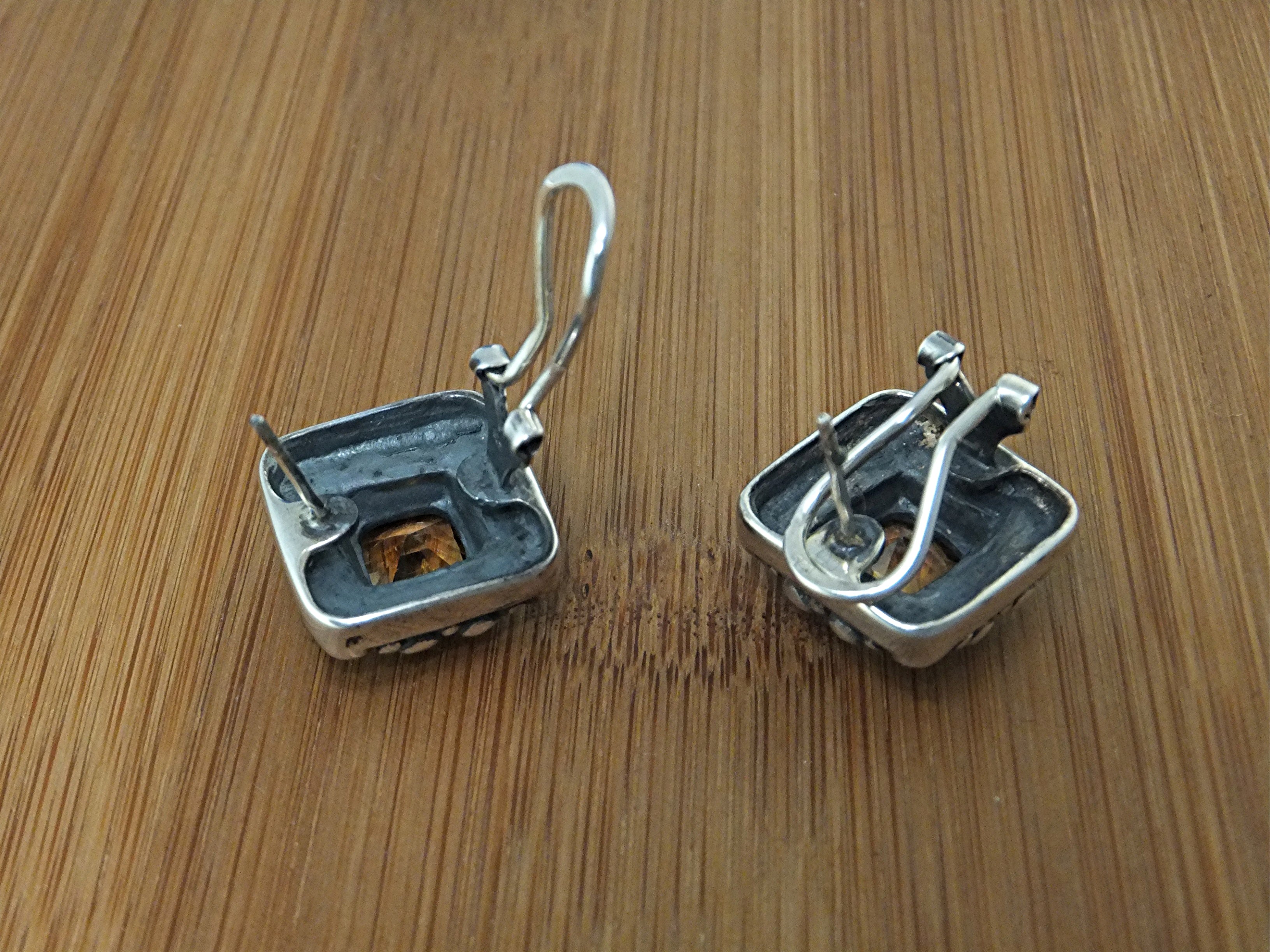 Earrings Sterling Silver Citrine French Clip Earrings B