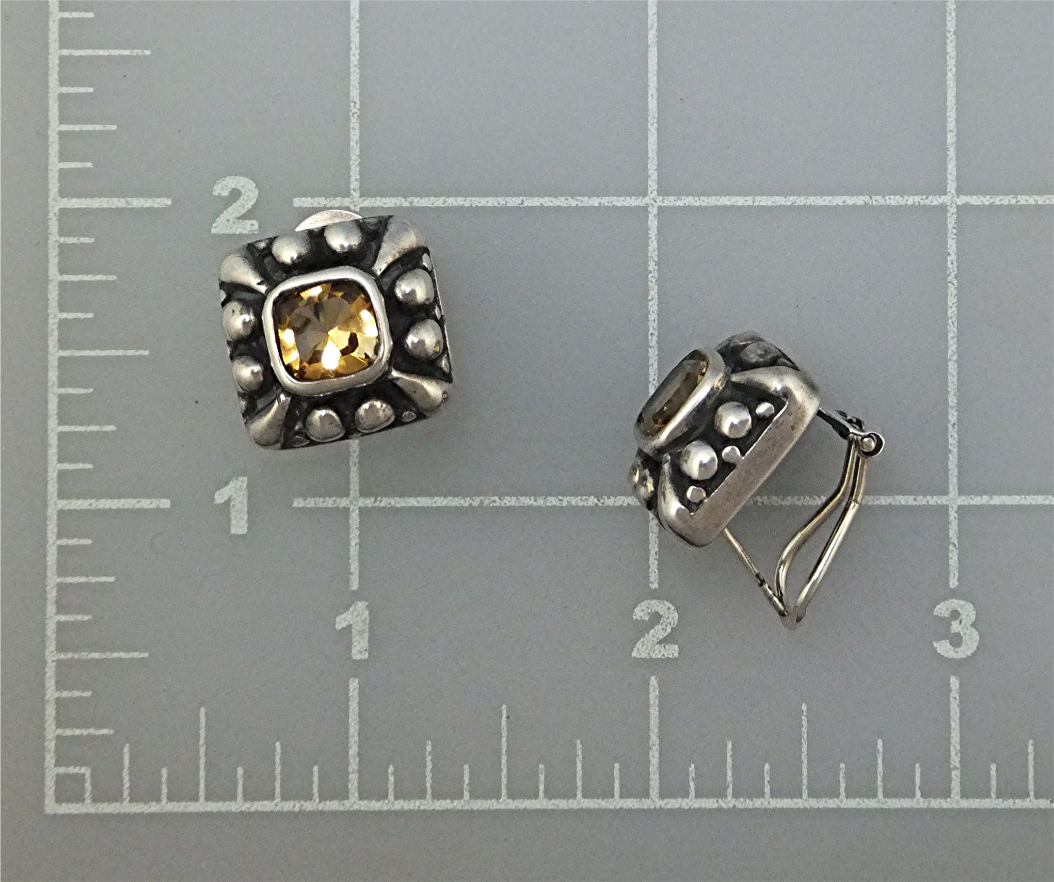 Earrings Sterling Silver Citrine French Clip Earrings B