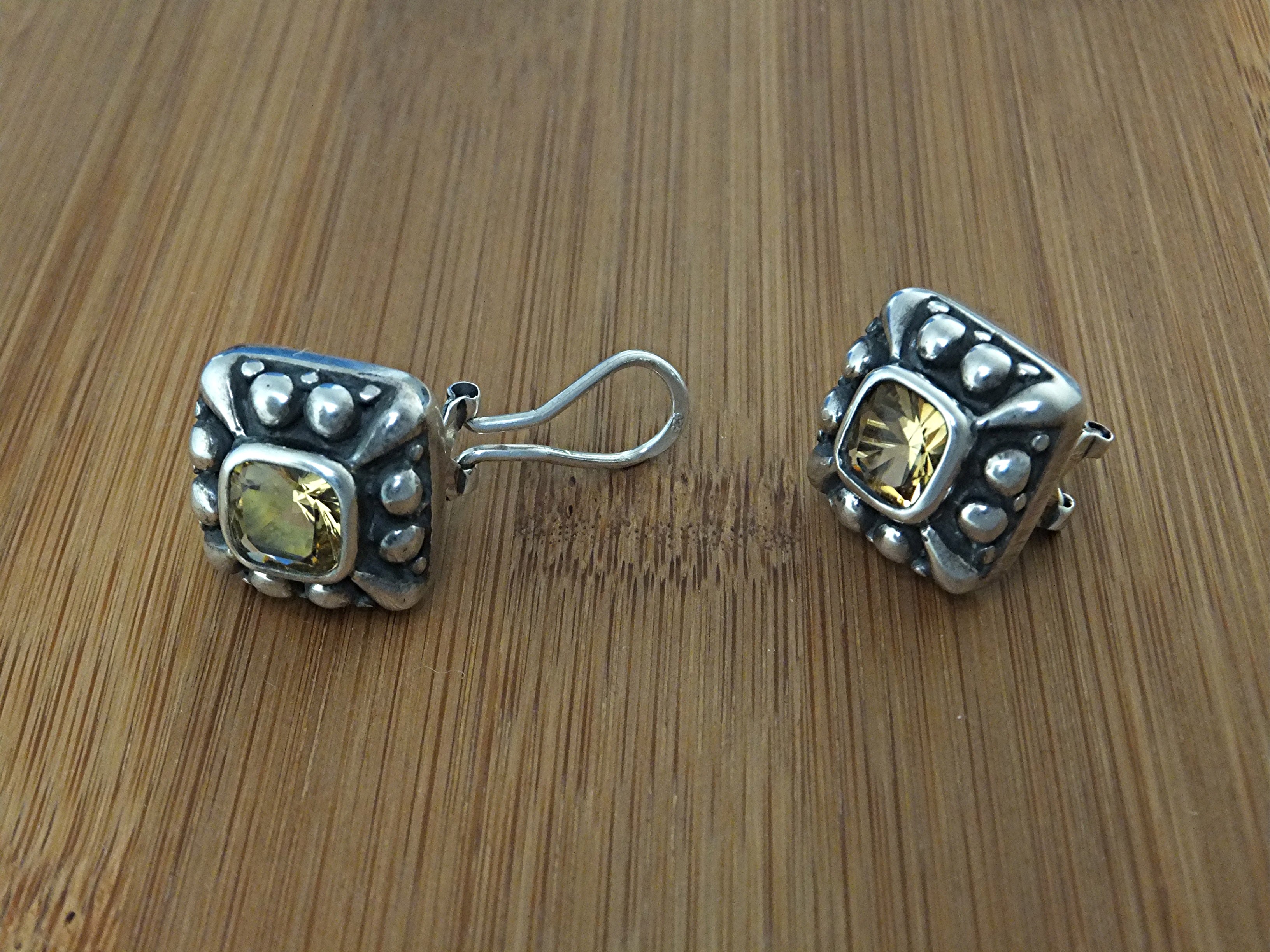 Earrings Sterling Silver Citrine French Clip Earrings B