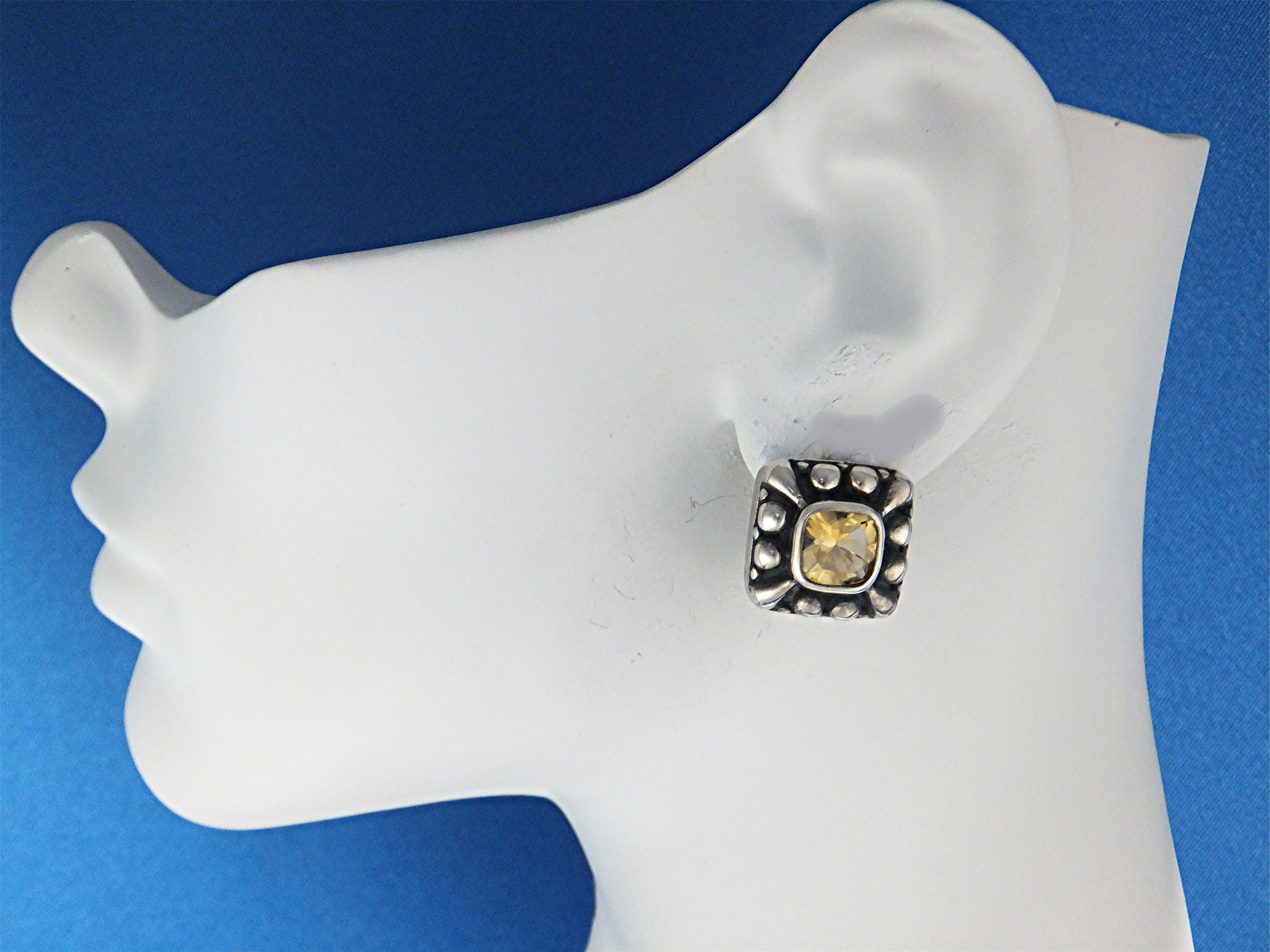 Earrings Sterling Silver Citrine French Clip Earrings B