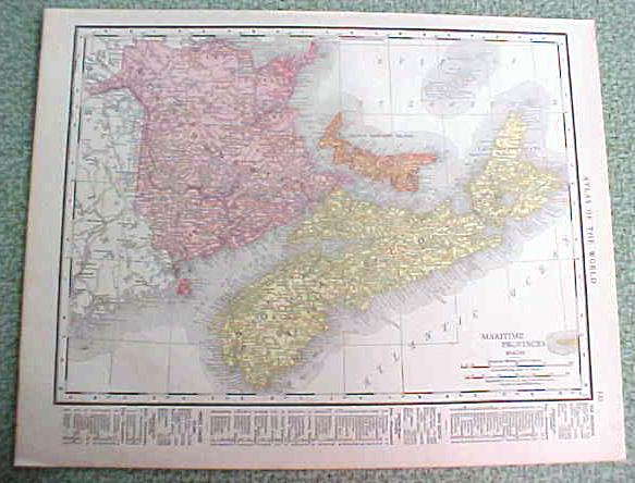 Antique Map Nova Scotia PEI Quebec 1916 Rand McNally