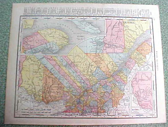 Antique Map Nova Scotia PEI Quebec 1916 Rand McNally