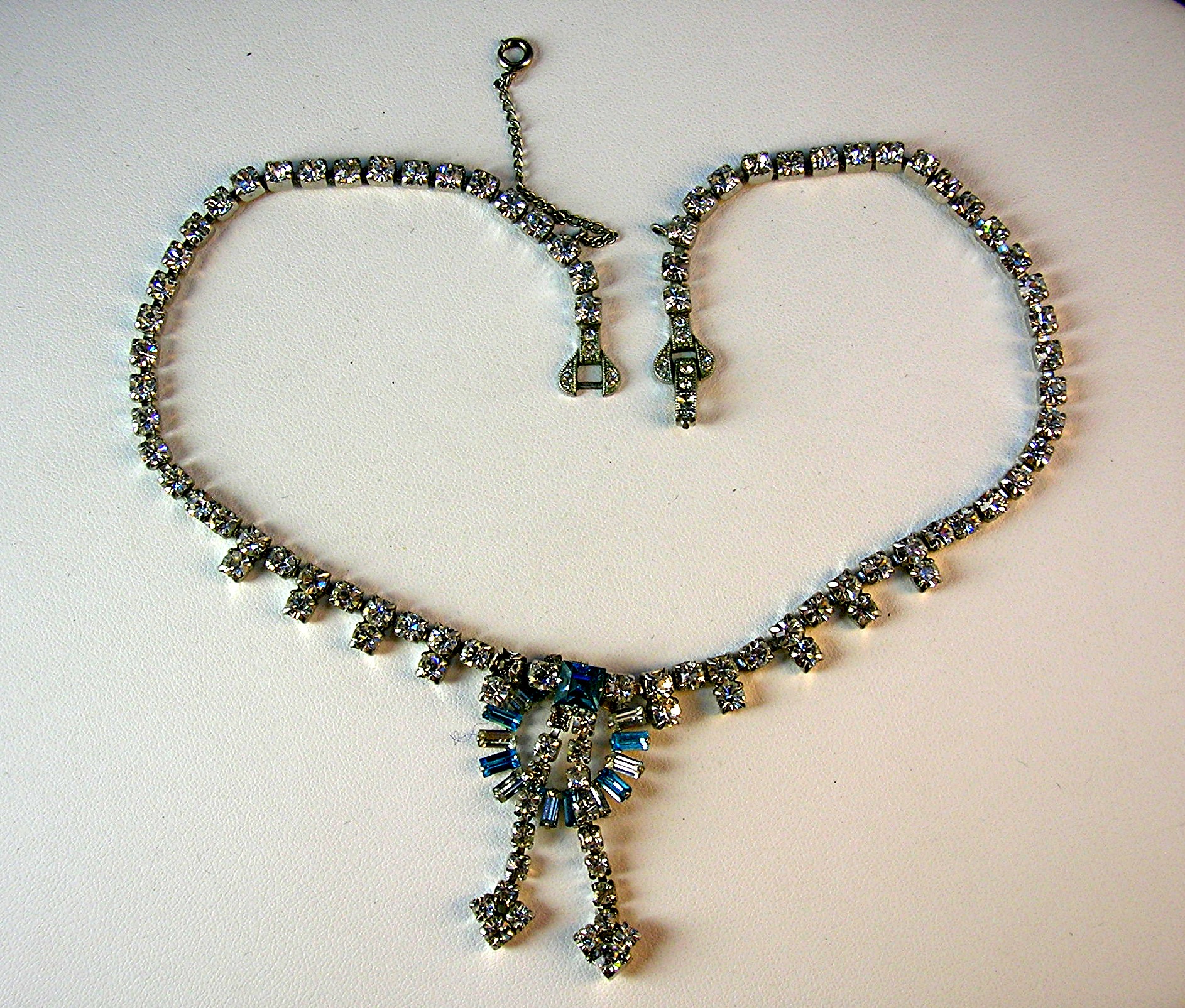 Superb Vintage Aqua & White Tassle Necklace