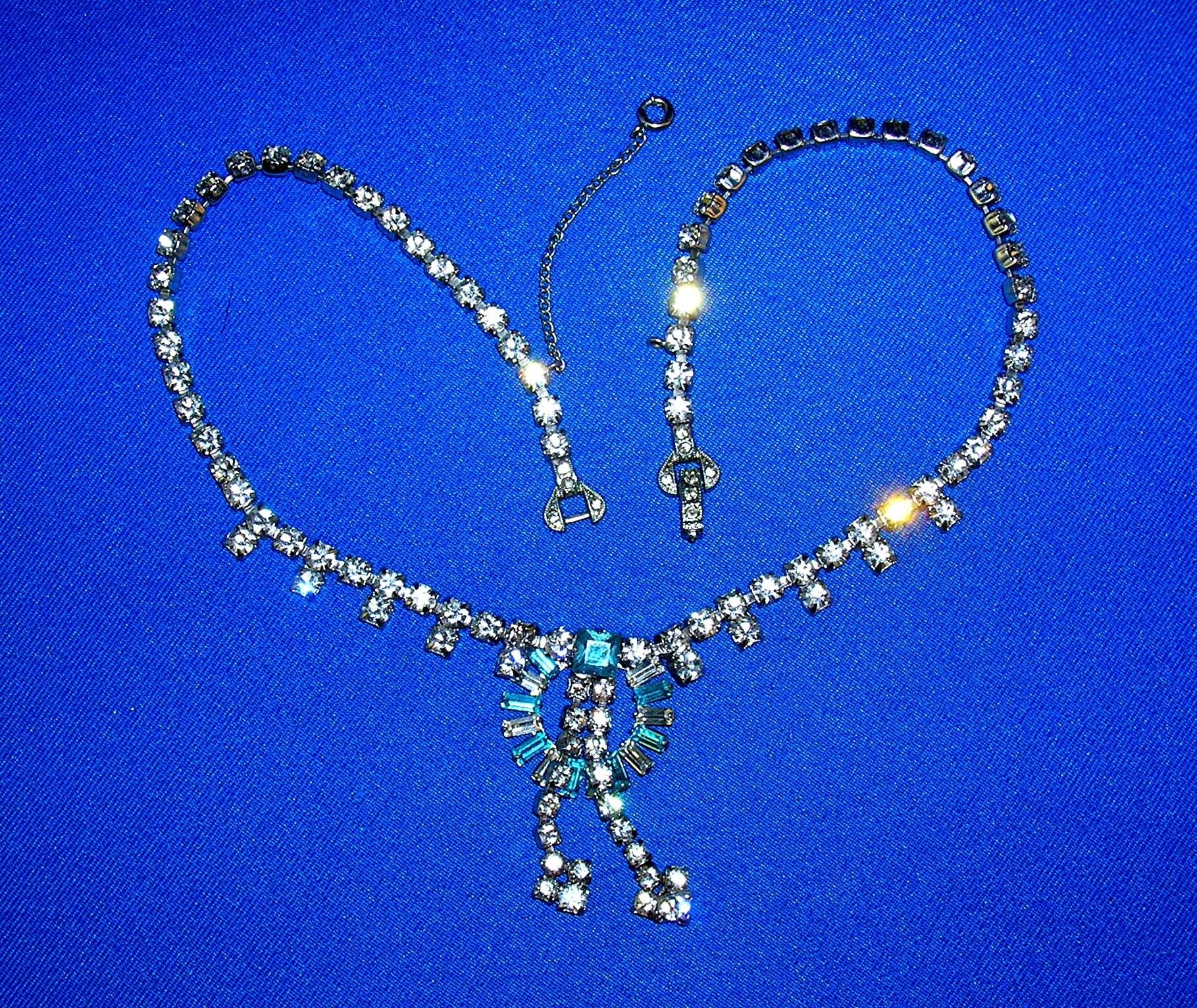 Superb Vintage Aqua & White Tassle Necklace