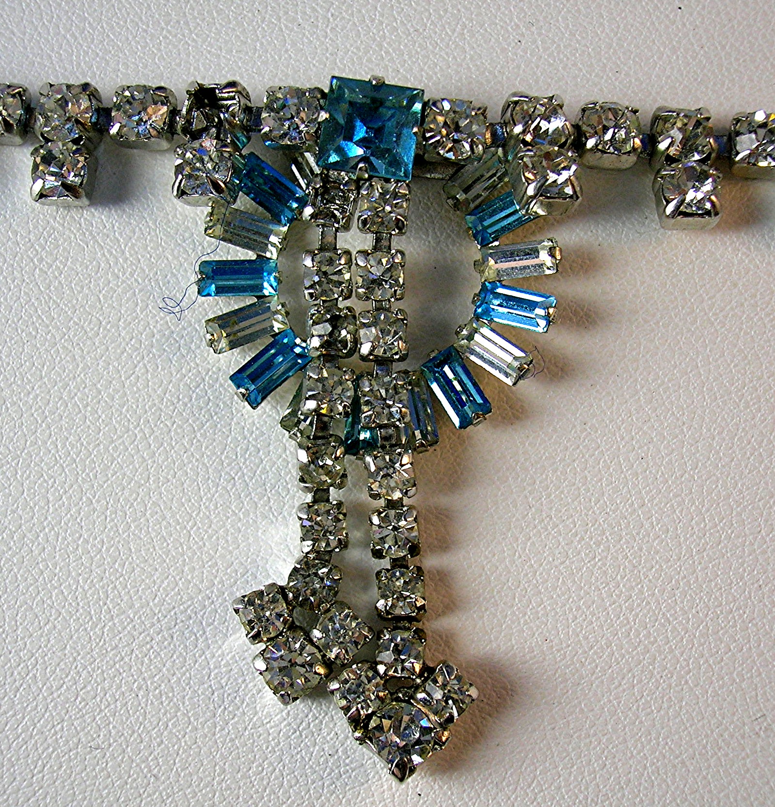 Superb Vintage Aqua & White Tassle Necklace