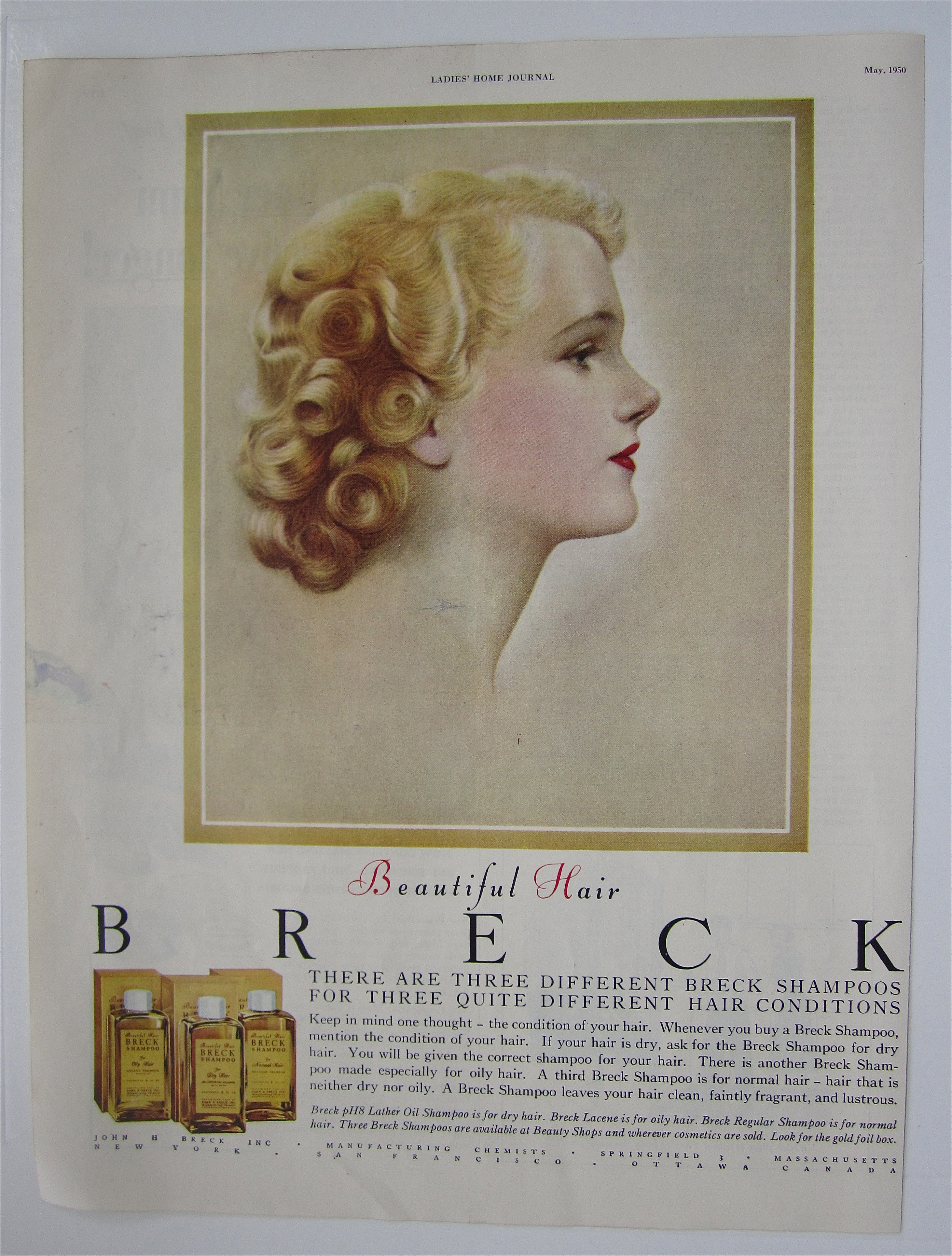 1950 Breck Shampoo with Lovely Side View Of Woman