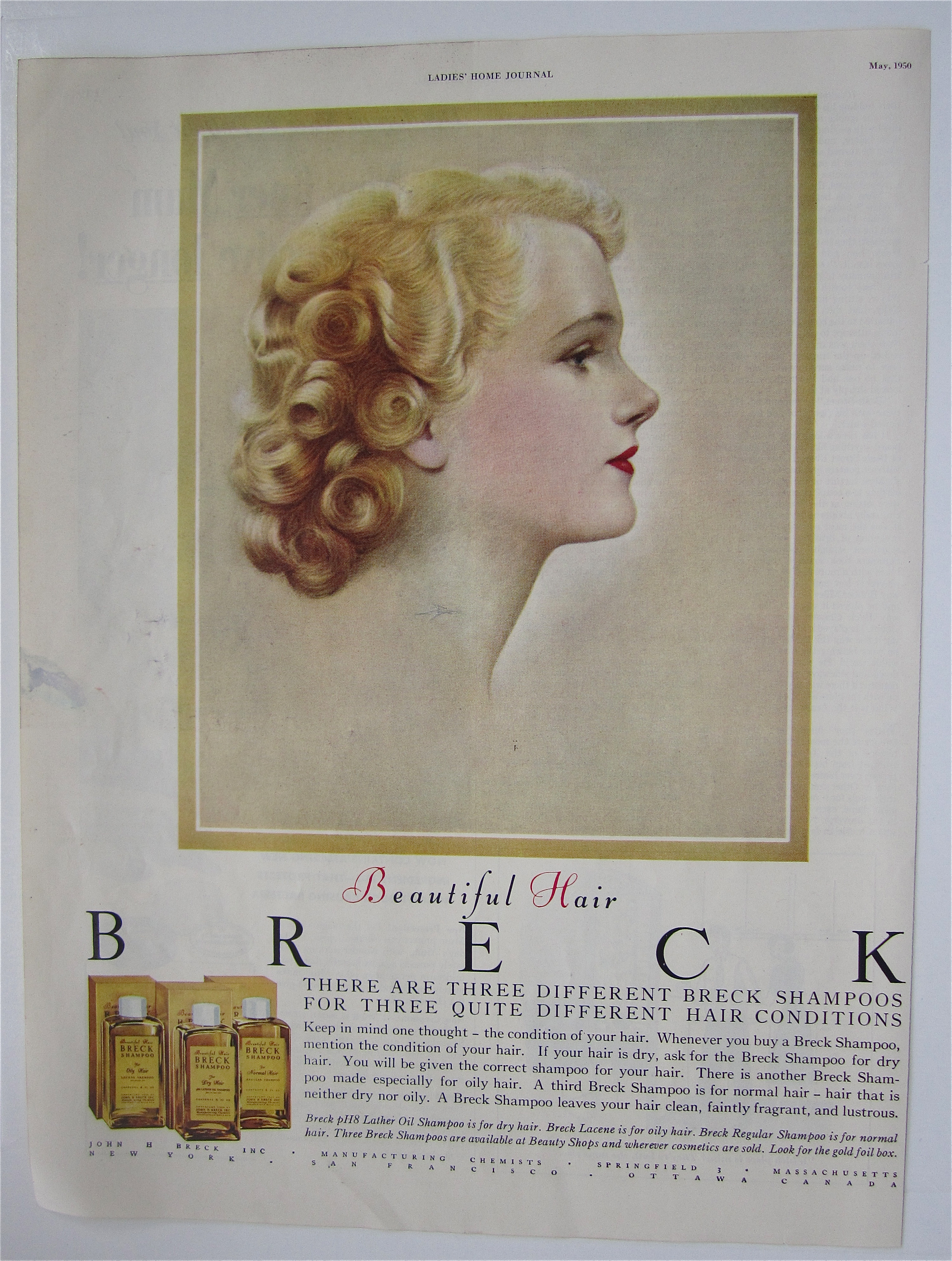 1950 Breck Shampoo with Lovely Side View Of Woman