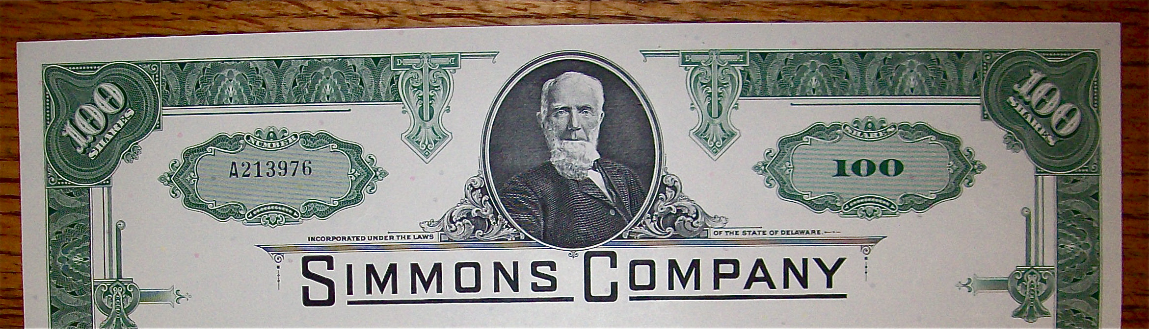 1971 Simmons Company Stock Certificate