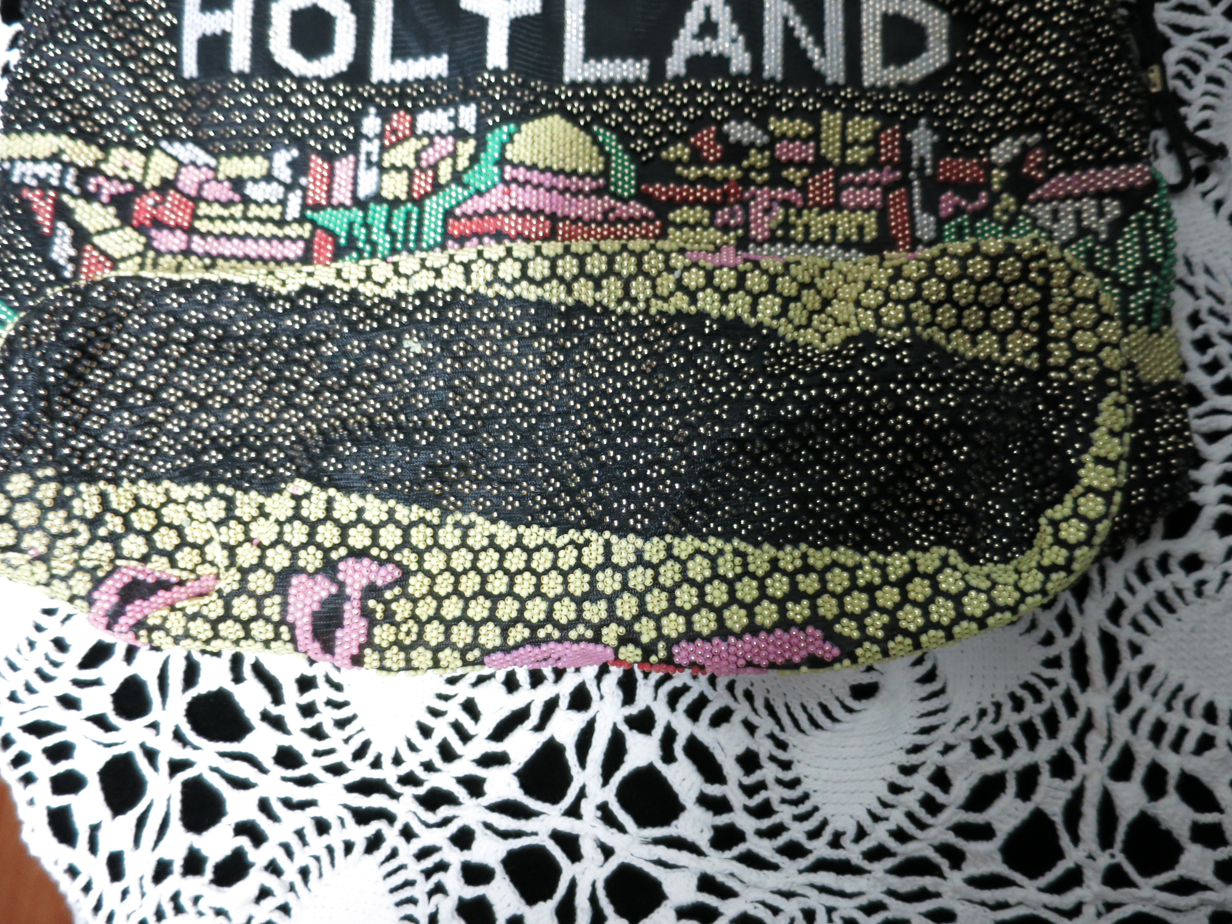 Holy Land Beaded Bag Purse Draw String with handles