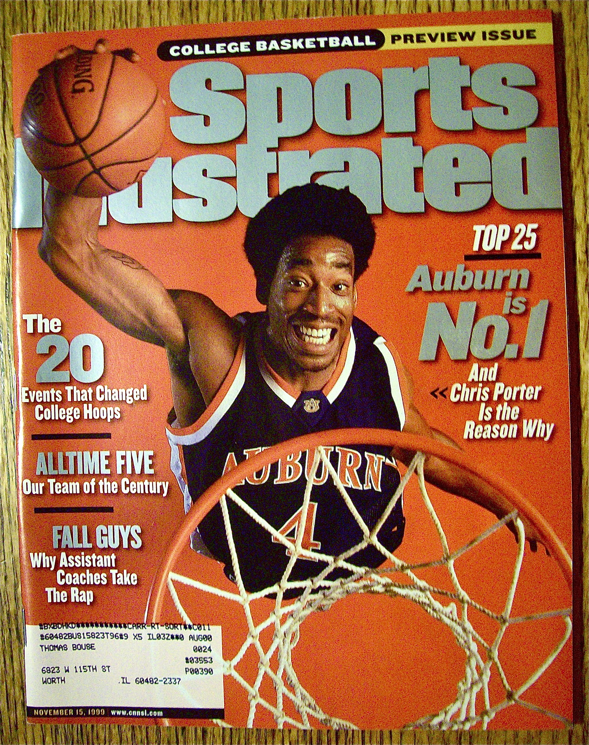 Sports Illustrated Magazine-November 15, 1999 C. Porter